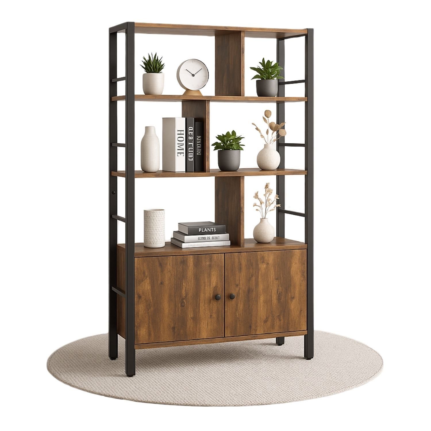 Mein-Regal Standregal VINTAGE, Standregal aus Metall mit 2 Türen Holz, 3 Eb günstig online kaufen