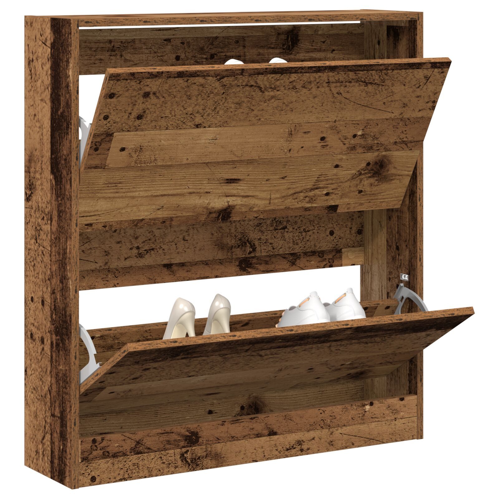 vidaXL Schuhschrank 80 x 21 x 87,5 cm Schuhschrank mit Klappenfach Altholz 80x21x87,5 cm