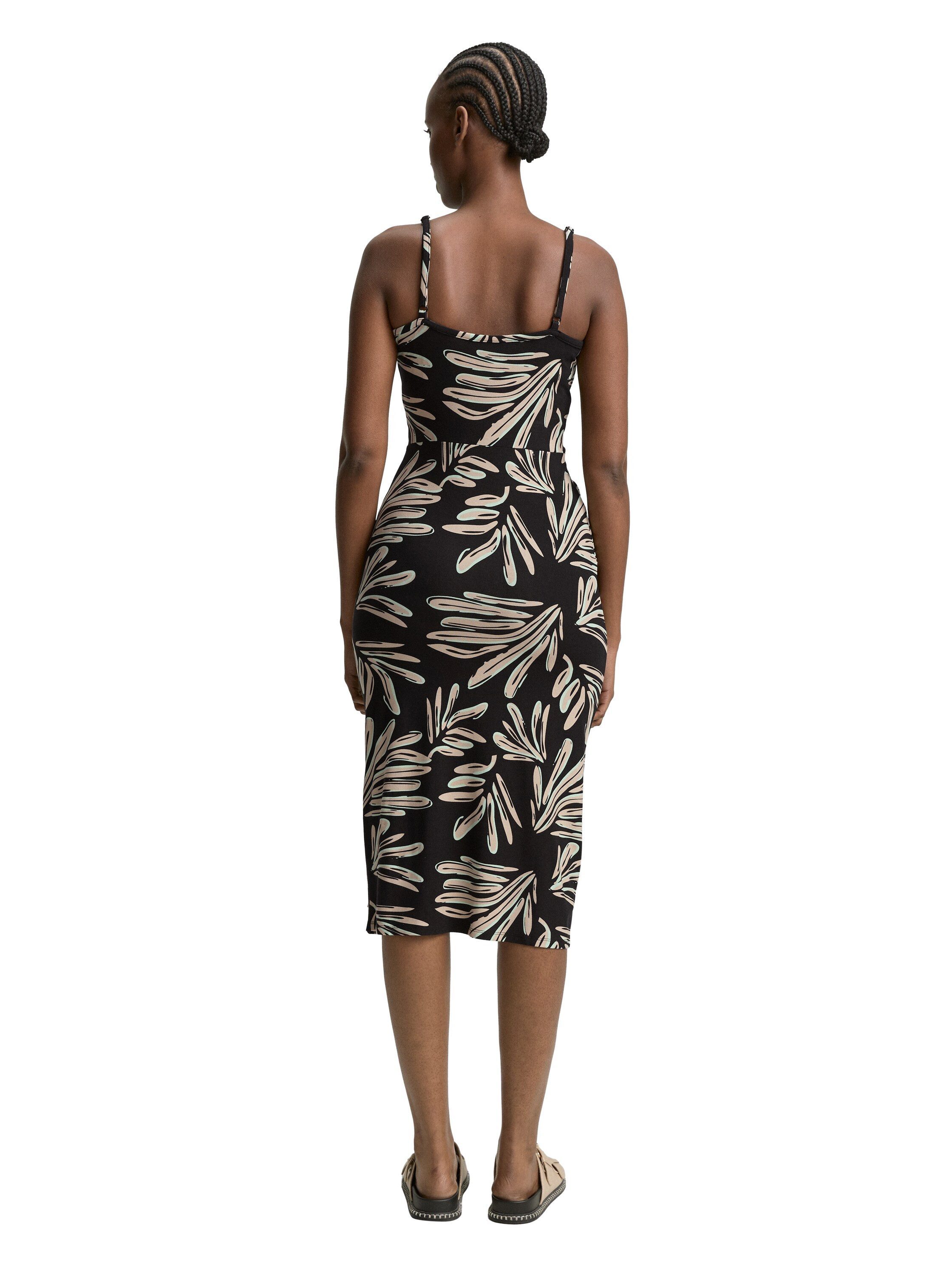 TOM TAILOR Denim Midikleid mit grafischem Muster und Spaghetti-Trägern günstig online kaufen