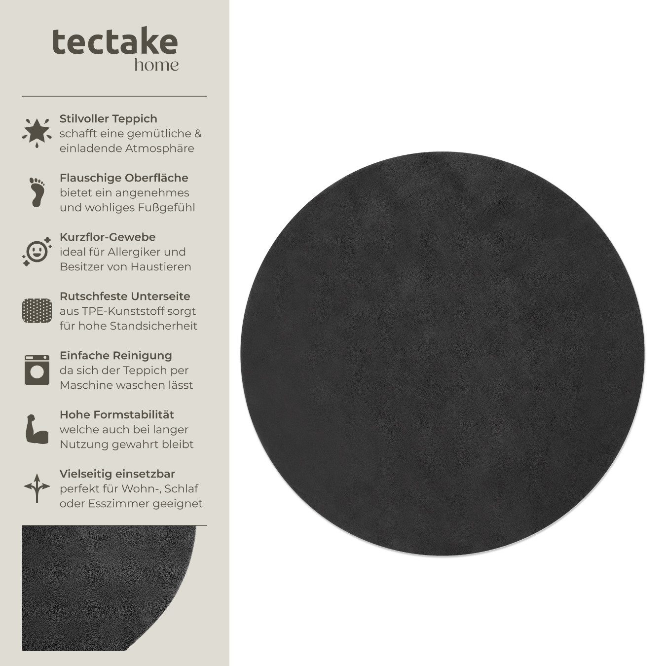 tectake Teppich Kurzflorteppich Soft Zone verschiedene Größen und Farben, R günstig online kaufen