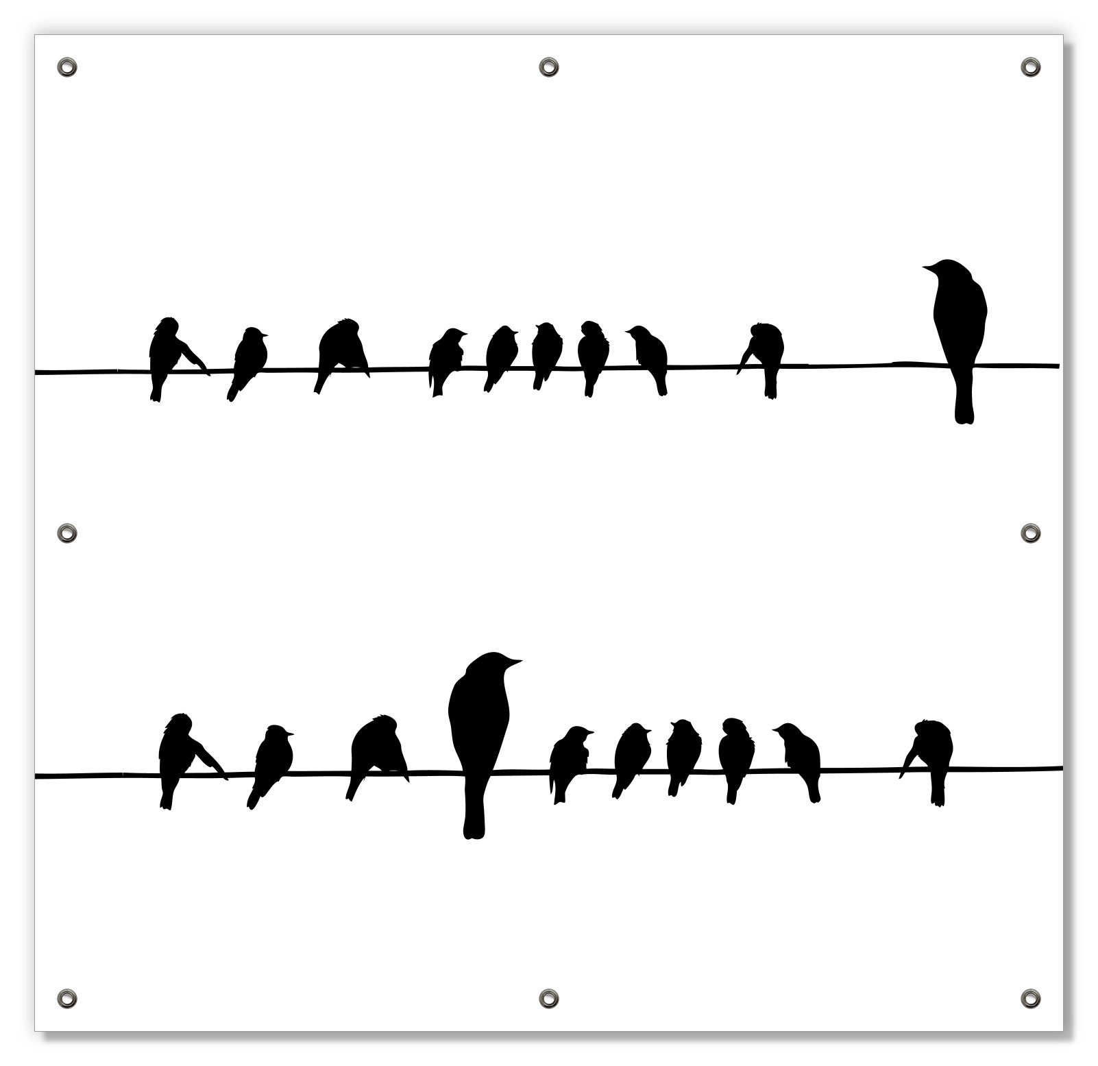 Sonnenschutz Vögel auf einer Stromleitung, Wallario, blickdicht, mit Saugnäpfen, wiederablösbar und wiederverwendbar