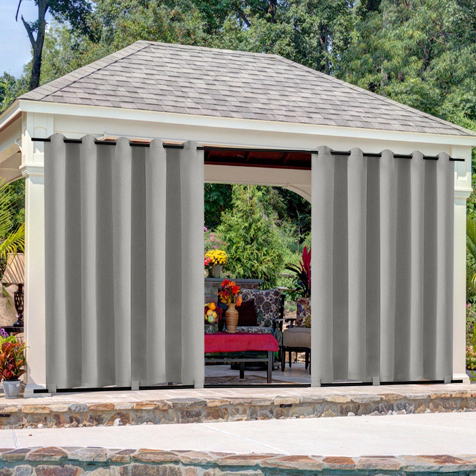 Jibenhome Outdoorgardine Outdoor Vorhang Wetterfest mit günstig online kaufen