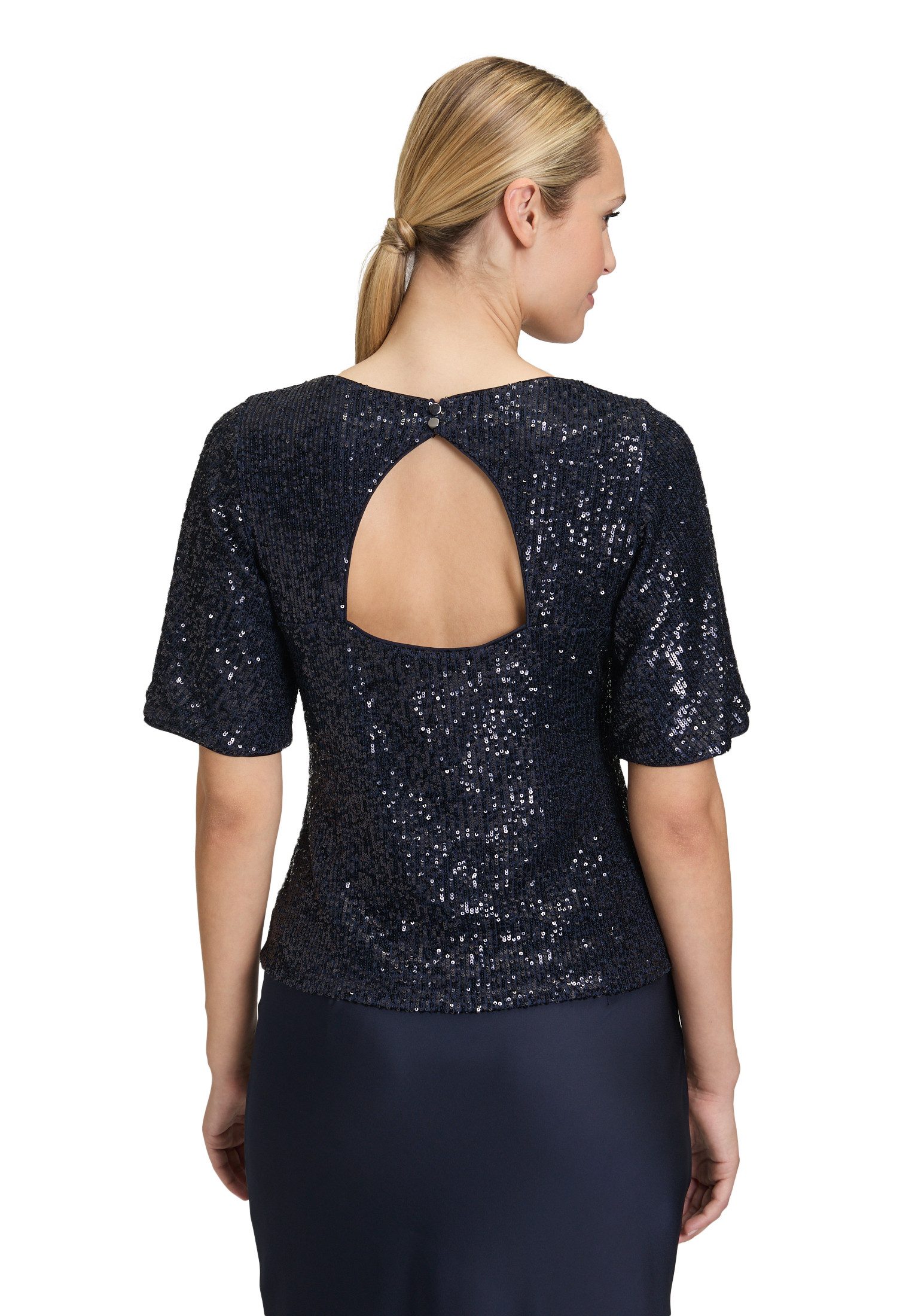 Vera Mont Kurzarmshirt Damen mit Flügelärmeln (1-tlg) Pailletten