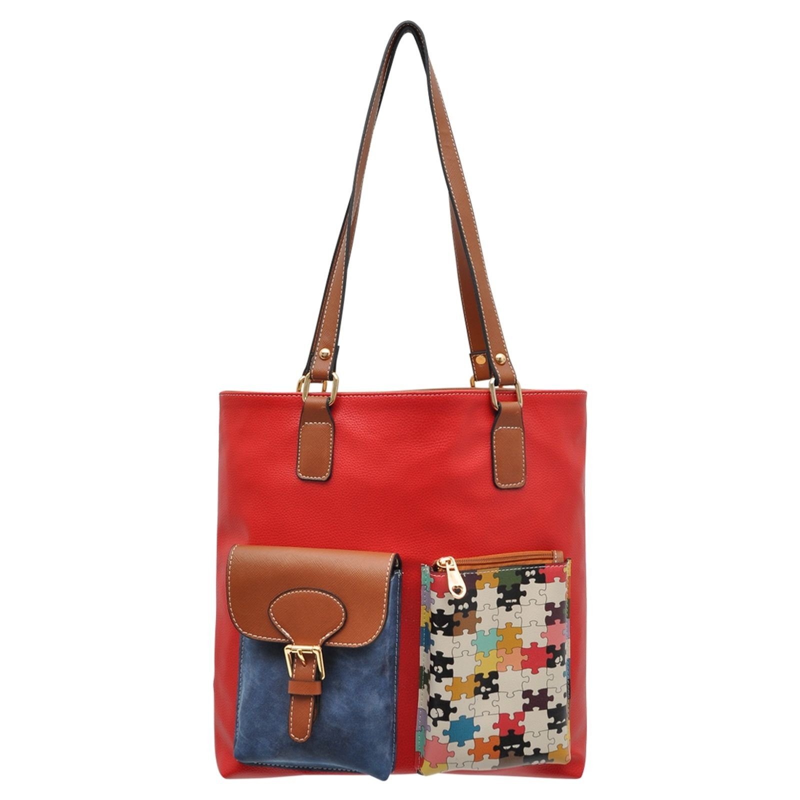 DOGO Umhängetasche Multi Pocket Bag Shopper-Tasche In The Puzzle Damen, Handgefertigt