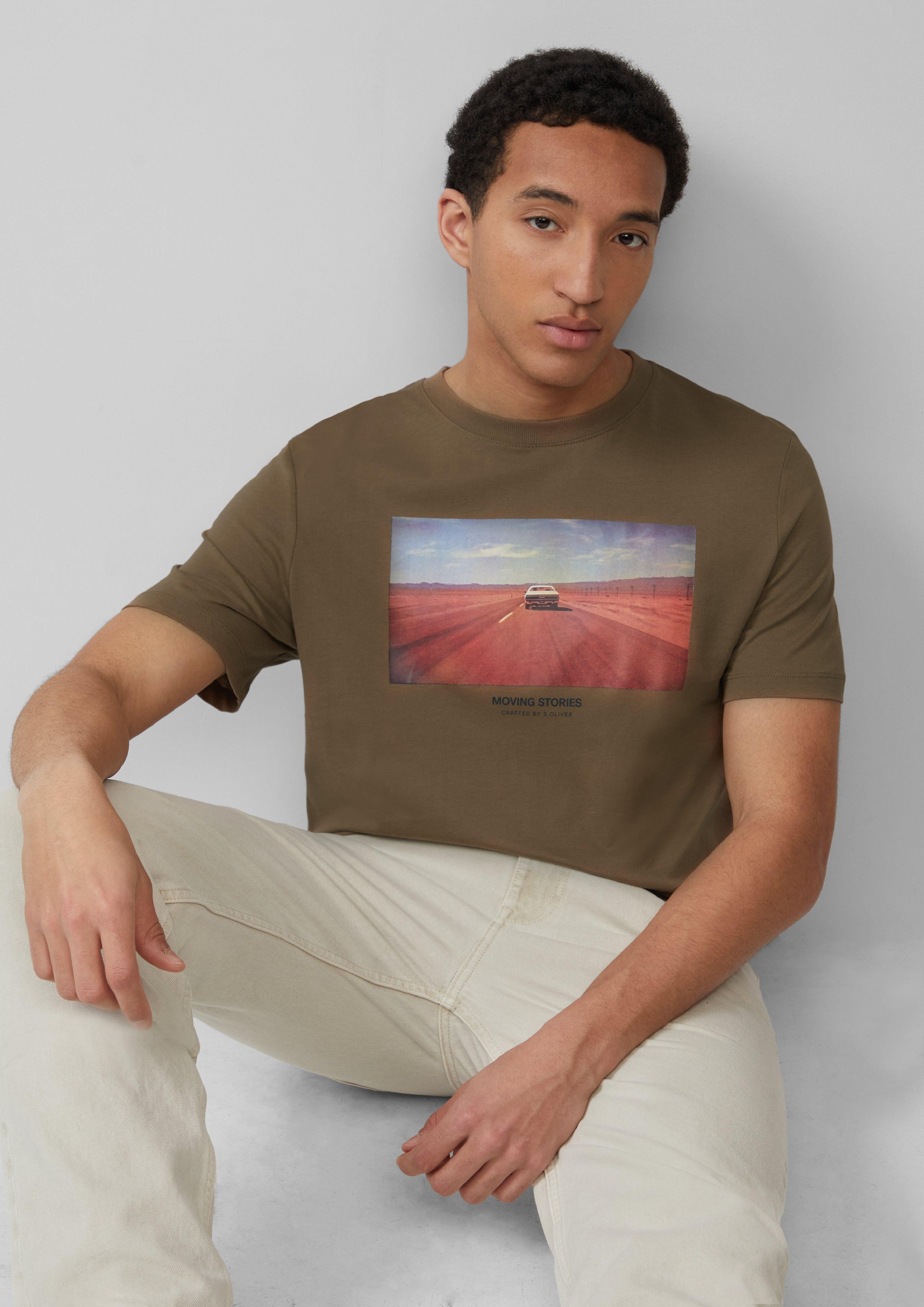 s.Oliver Kurzarmshirt Baumwoll-T-Shirt mit Fotoprint Artwork günstig online kaufen