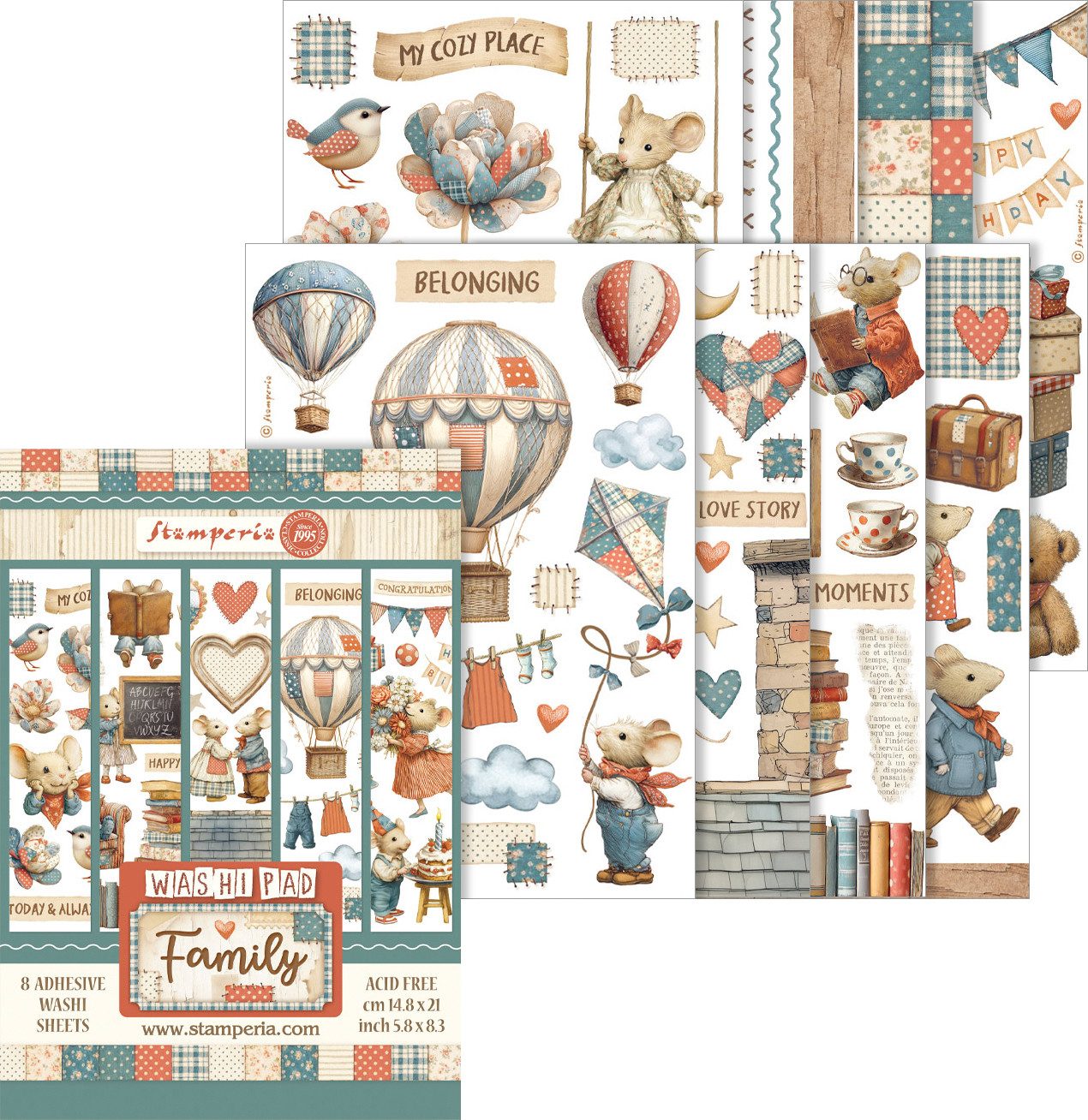 Stamperia Motivpapier Junk Journal Book Family, 16 Blatt