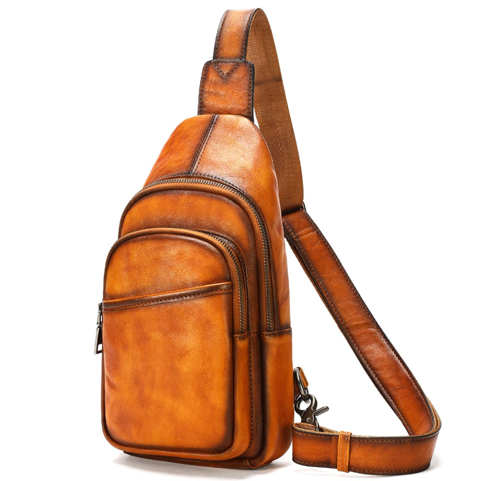Messenger Bag Herren Leder Sling Bag Schultertasche Klein Crossbody Freizeit Reise