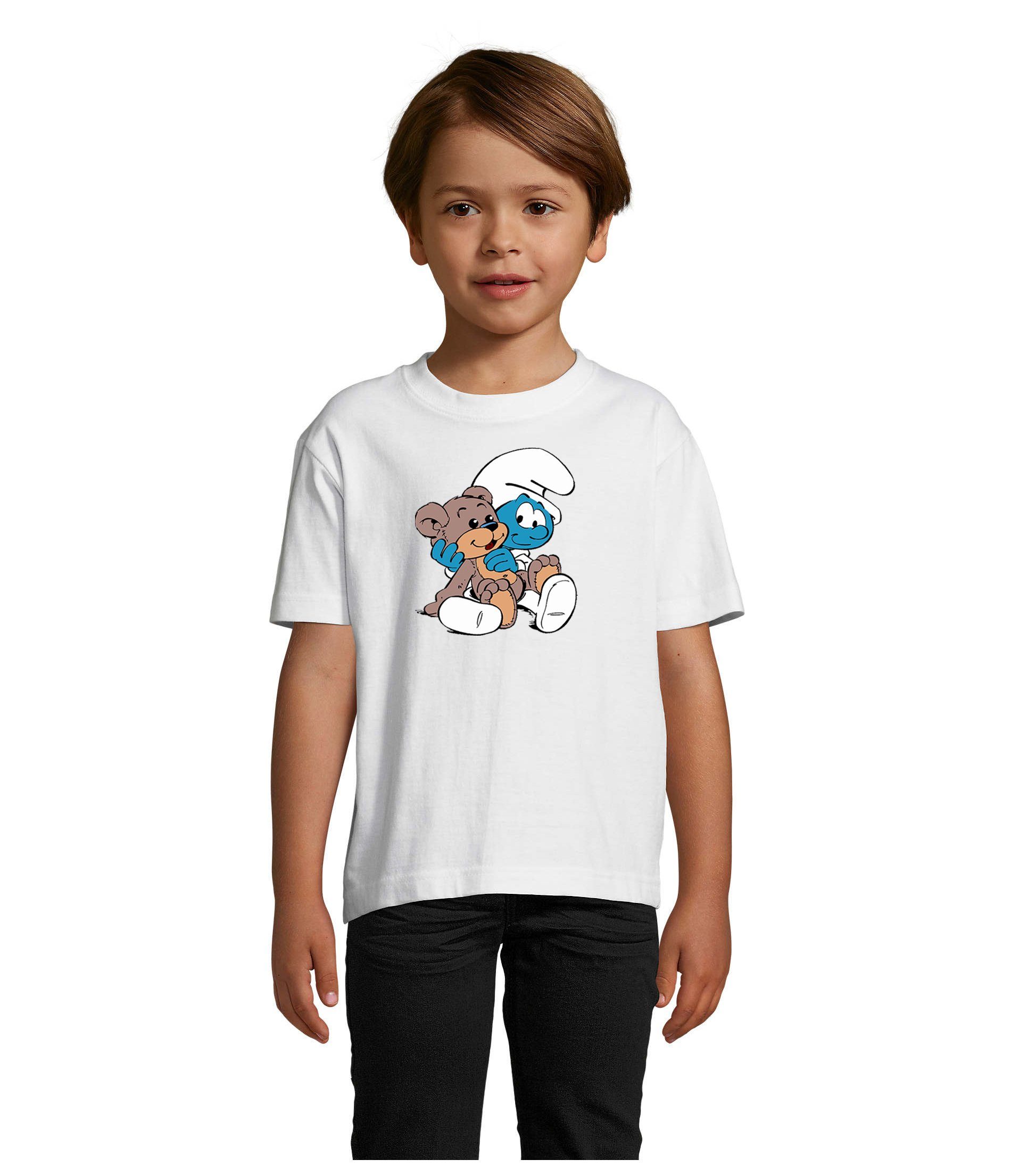 T-Shirt Kinder Jungen & Mädchen Babyschlumpf Schlümpfe Serie Teddybär Schlumpf