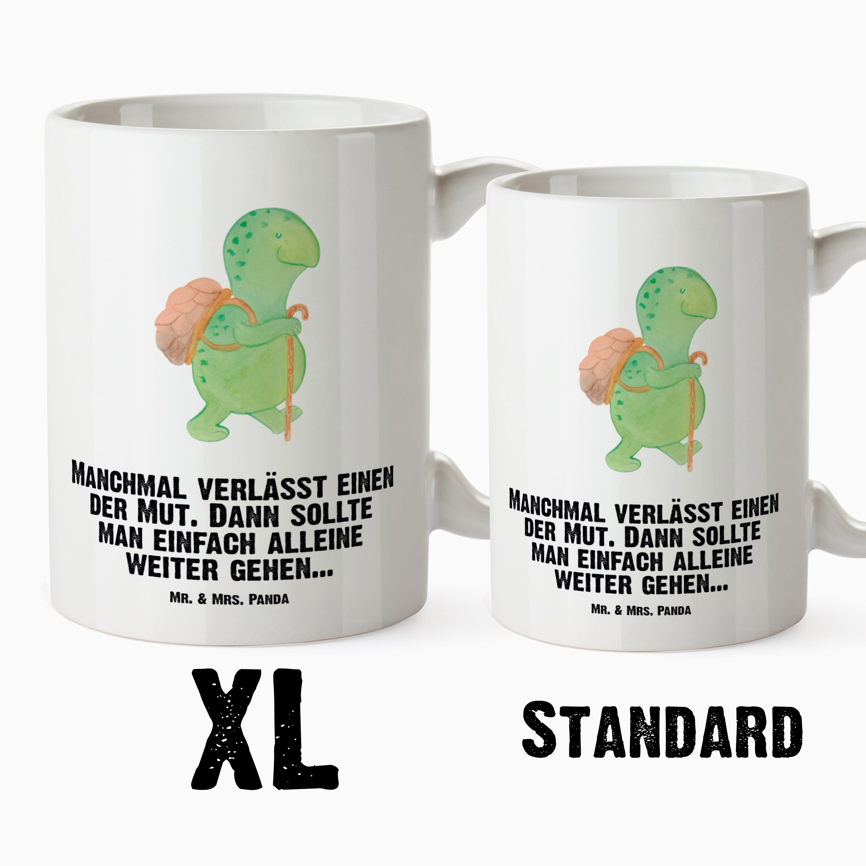 Tasse XL Weiß Mrs. & - Tasse Geschenk, Tasse, Wande, Panda Becher, Keramik XL - Mr. Große Schildkröte Wanderer