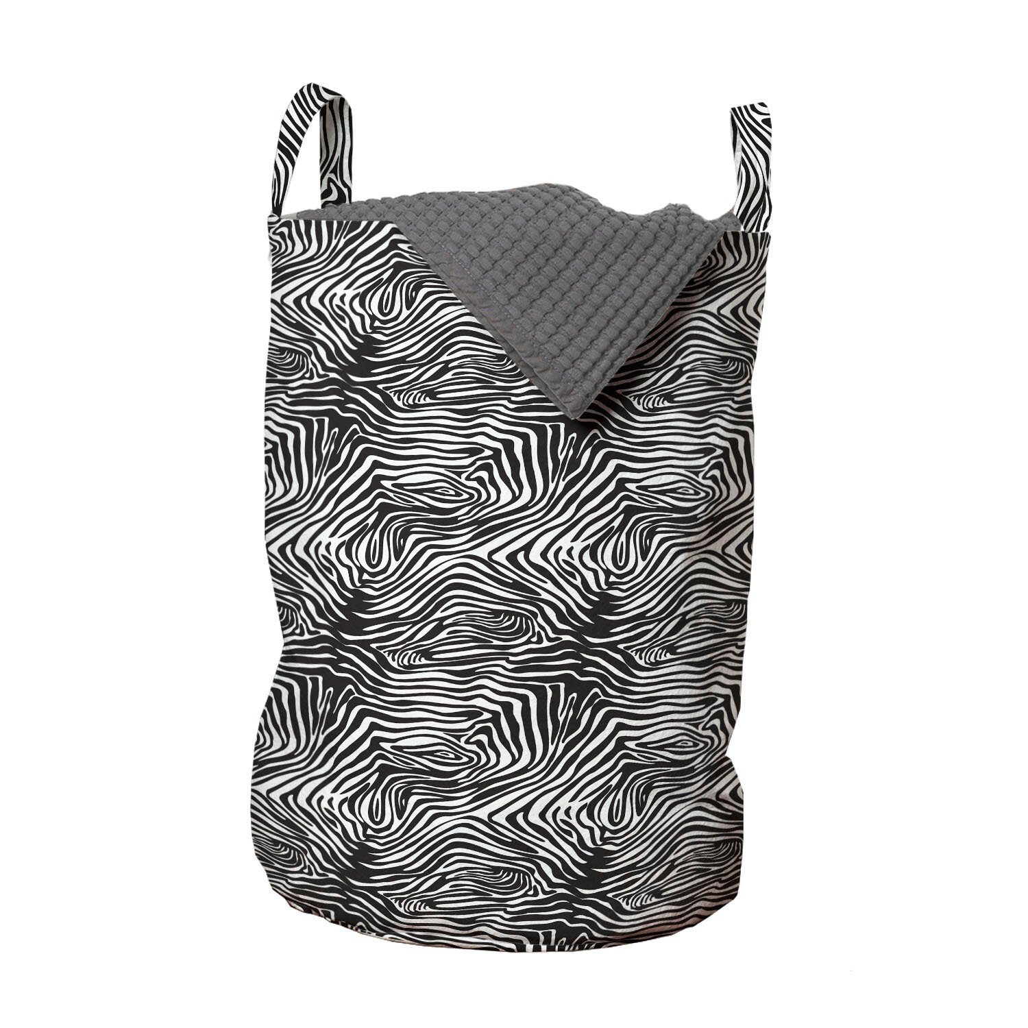 Abakuhaus Wäschesäckchen Wäschekorb mit Griffen Kordelzugverschluss für Waschsalons, Zebra-Druck Wildtierhaut-Layout