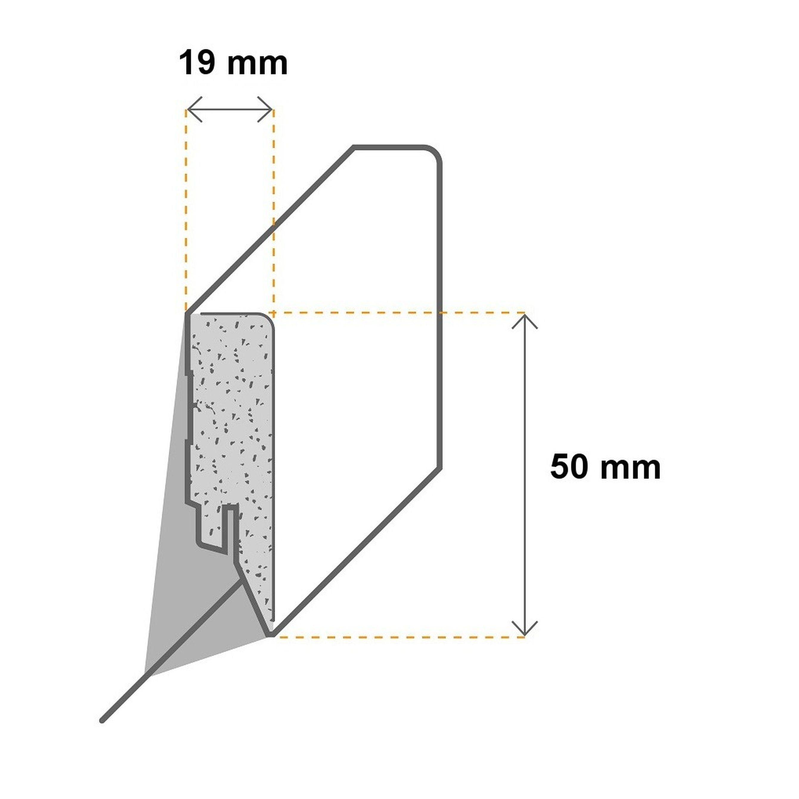 PROVISTON Sockelleiste MDF, 19 x 50 x 2500 mm, Weiß, Fußleiste, MDF foliert