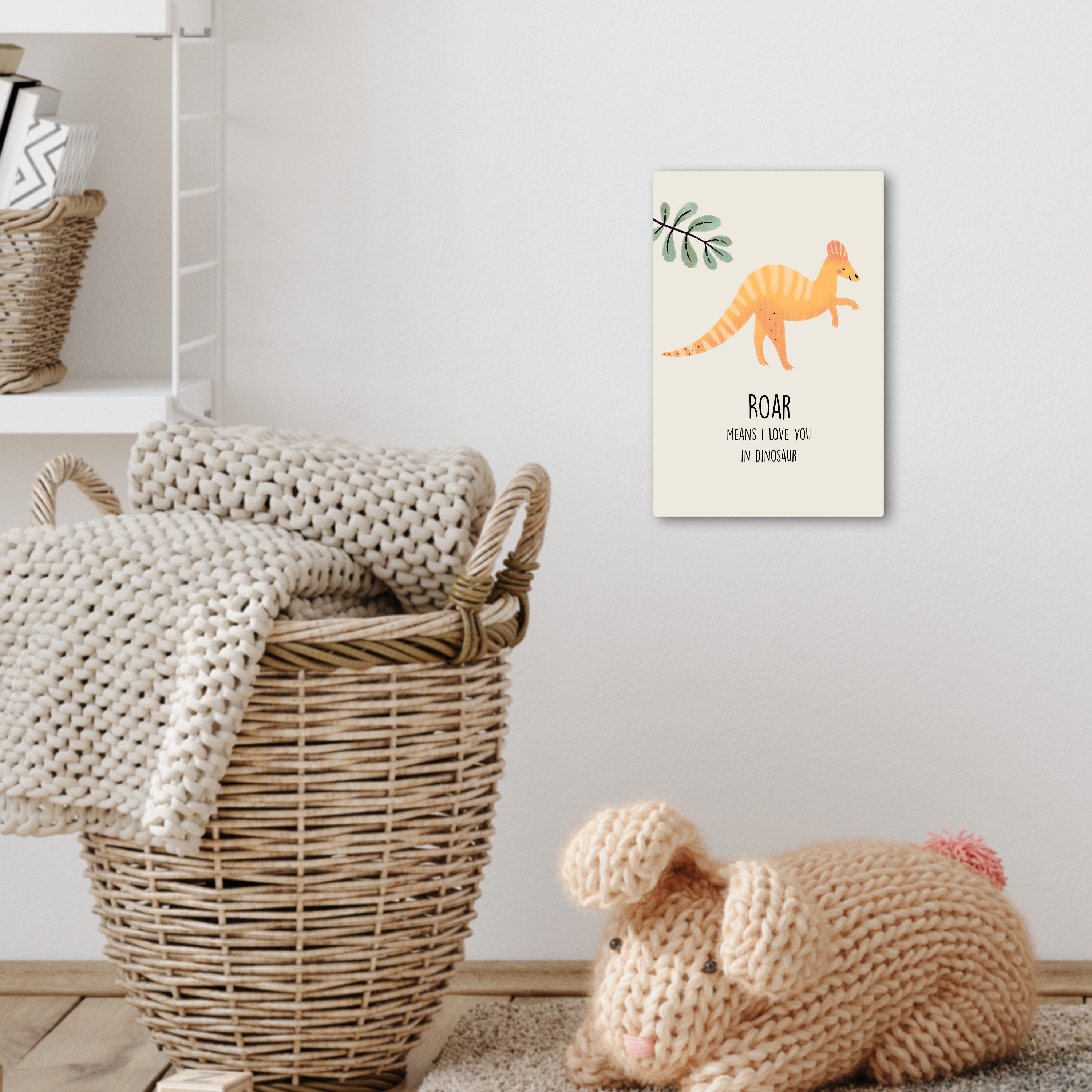 OneMillionCanvasses® Leinwandbild Kinder - Dino - Beige - Zitat - Brüllen, ich liebe dich, Fotodruck (1 St), Kinderzimmer Deko, Mädchen und Jungen Bilder 20x30  – Bild 5 von 5