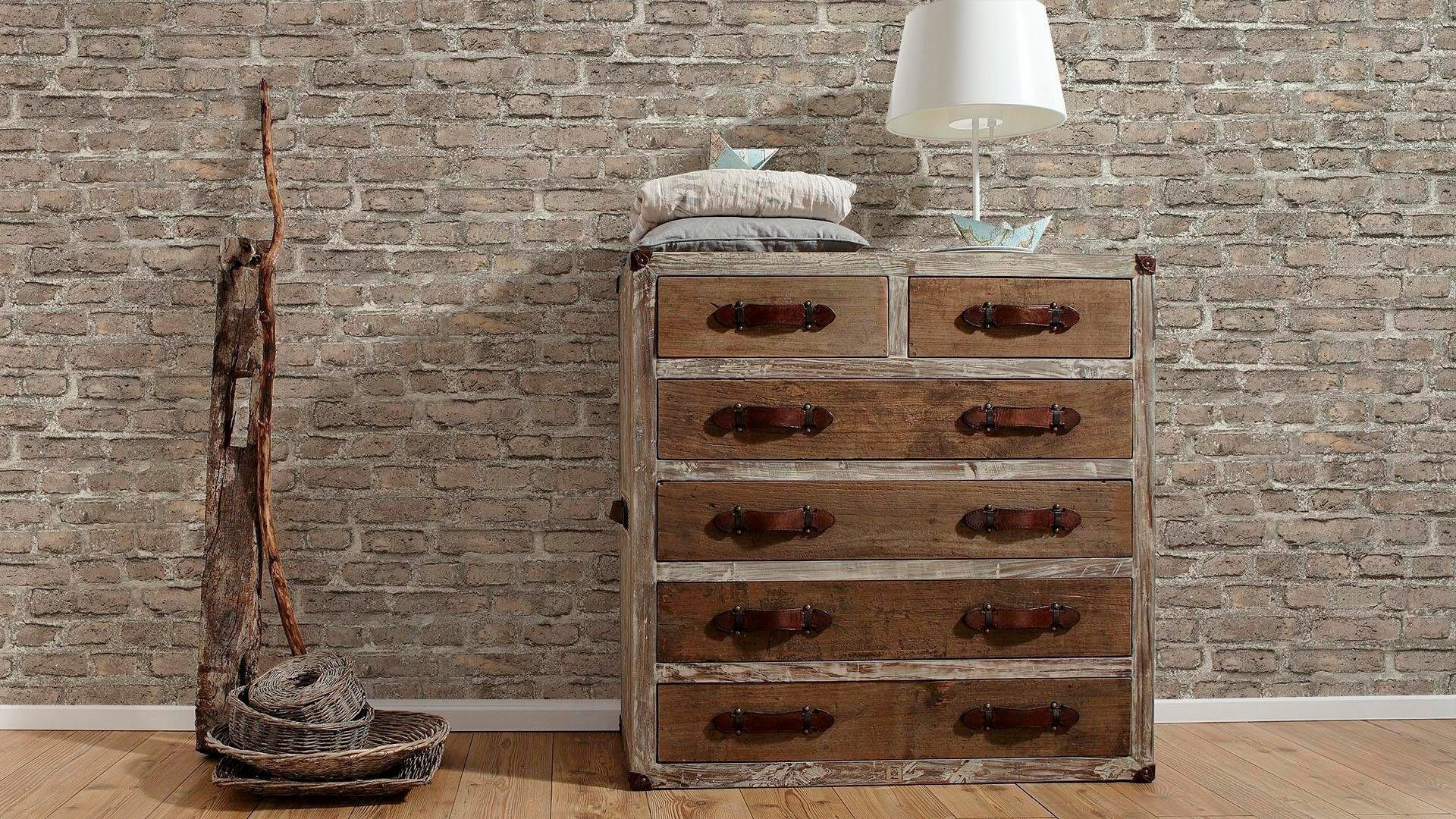 Bricoflor Vlies Steintapete Grau Backstein Tapete in Hellgrau Industrial St günstig online kaufen