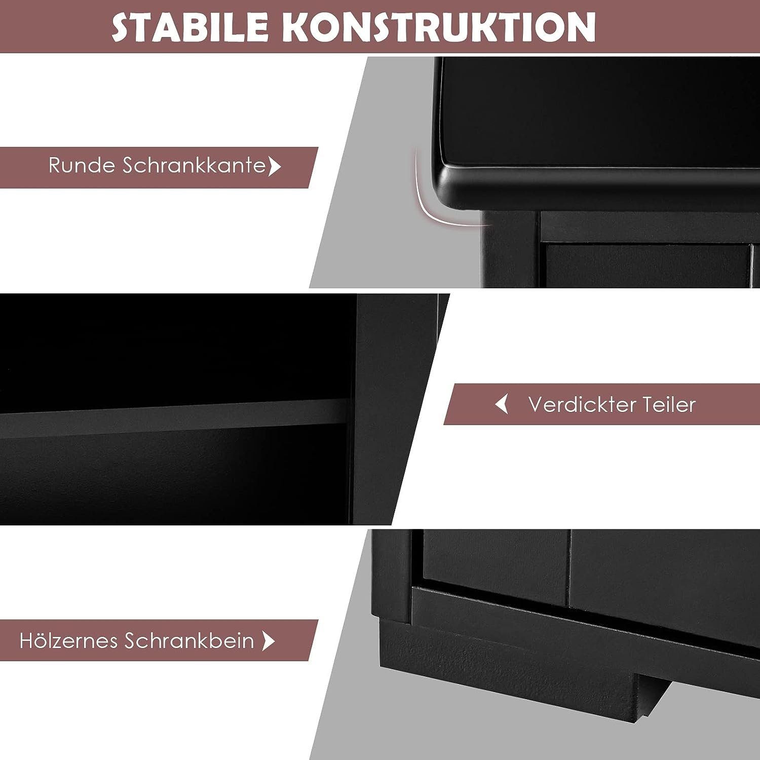 KOMFOTTEU Sideboard Küchenschrank Wohnzimmerregel, Unterschrank mit Schiebtüren