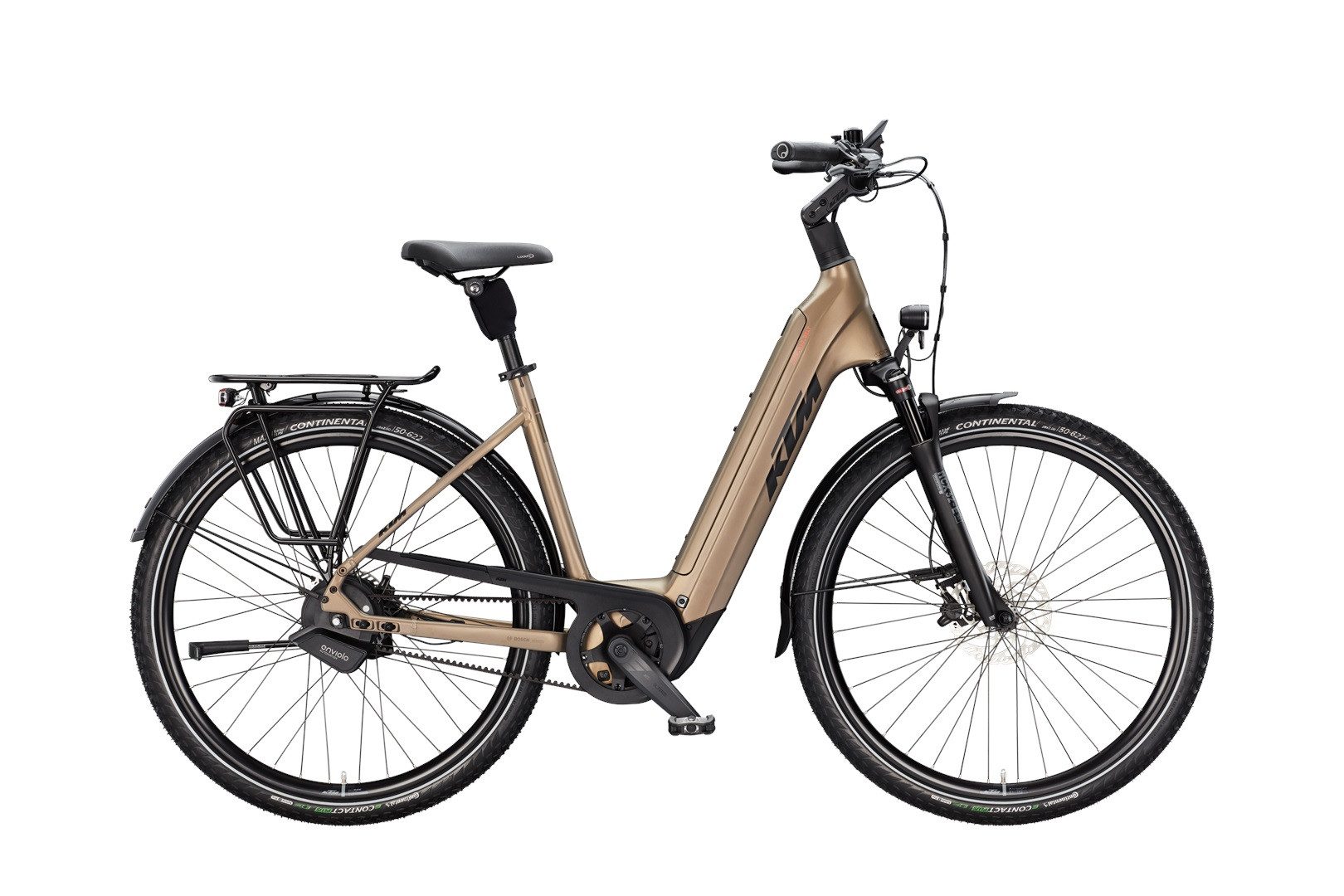 KTM E-Bike KTM Macina City 810 Belt 800 Wh Damen braun 2025, Enviolo TR-380 36H, Enviolo, Bosch Performance Line CX GEN5 smart System, 800 Wh