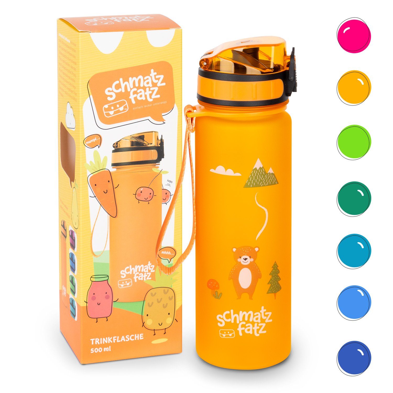Klarstein Trinkflasche SMF5-TF500orngfrst, Kinderflasche 500 ml Kindergarten Outdoor Schule Sport Orange Forest