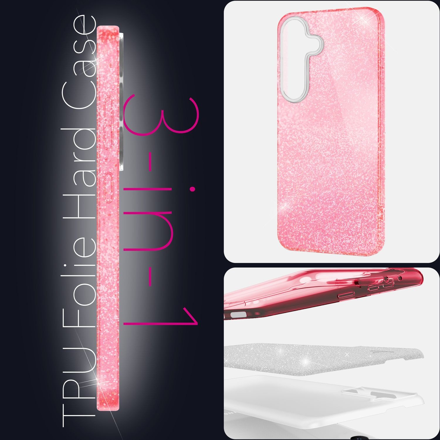 Nalia Smartphone-Hülle Samsung Galaxy S25 Plus, ShinePop / Glänzende Glitzer Hülle / Glamour Pailletten / Glitter Case