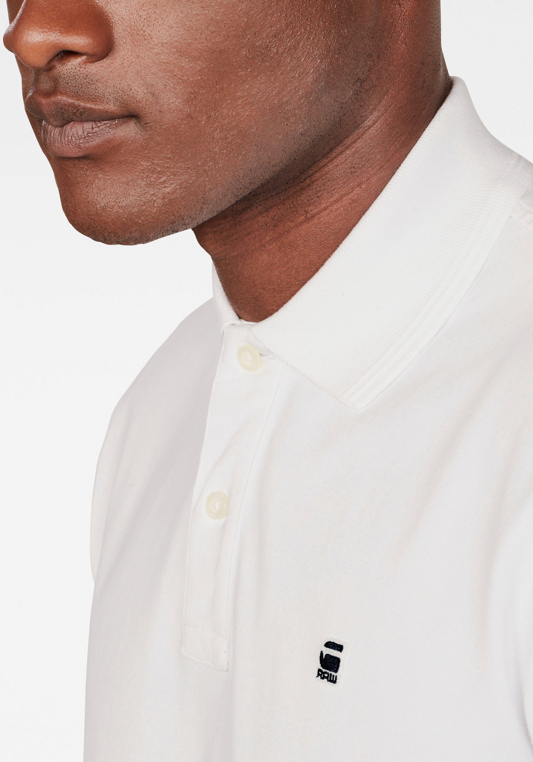 G-Star Logostickerei auf Polo weiß Poloshirt Dunda Brust der RAW