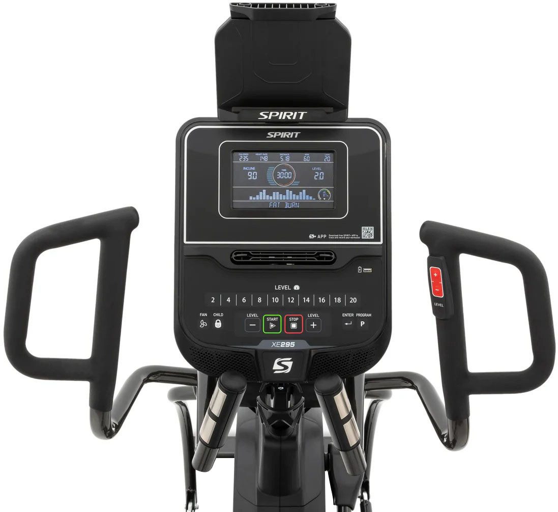 Spirit Fitness Ellipsentrainer Spirit Fitness XE295 (Fitnessgerät), magn. Widerstand, App-Konnektivität, neigbare Pedale (drei Stufen)