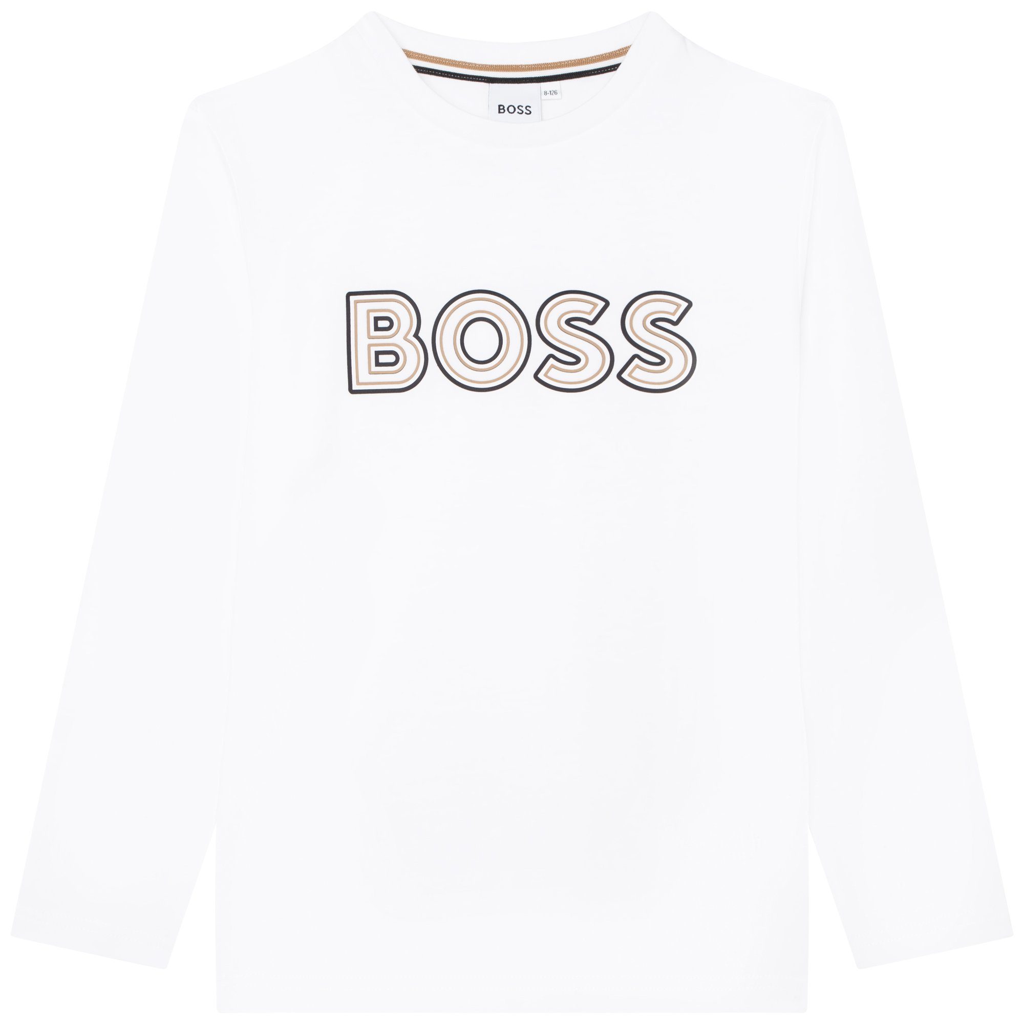 BOSS Longsleeve HUGO BOSS Kids Longsleeve T-Shirt Langarmshirt weiß mit Logo