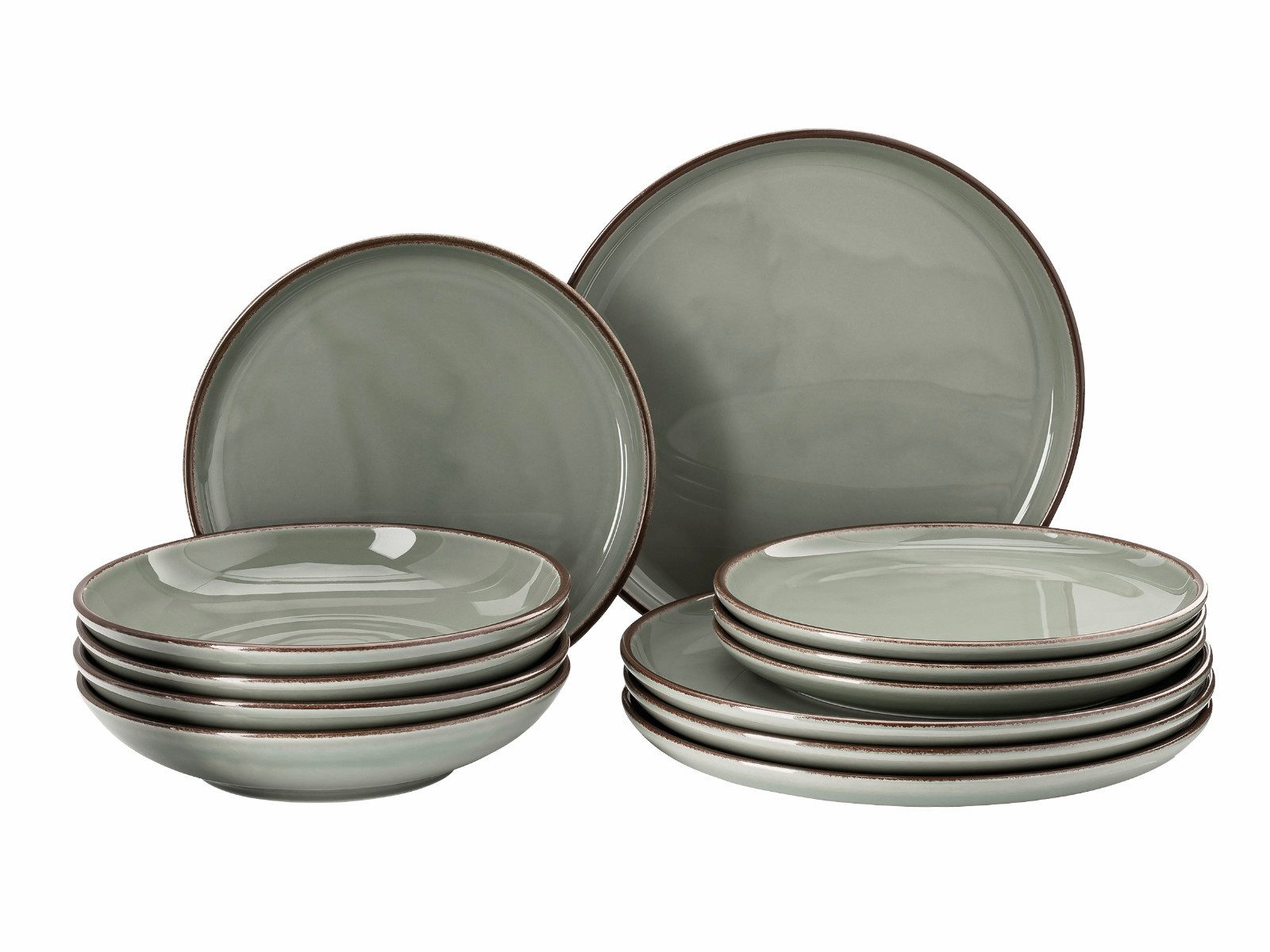 Rosenthal Geschirr-Set Profi Casual Starterset Moss 12tlg, Porzellan, Sets