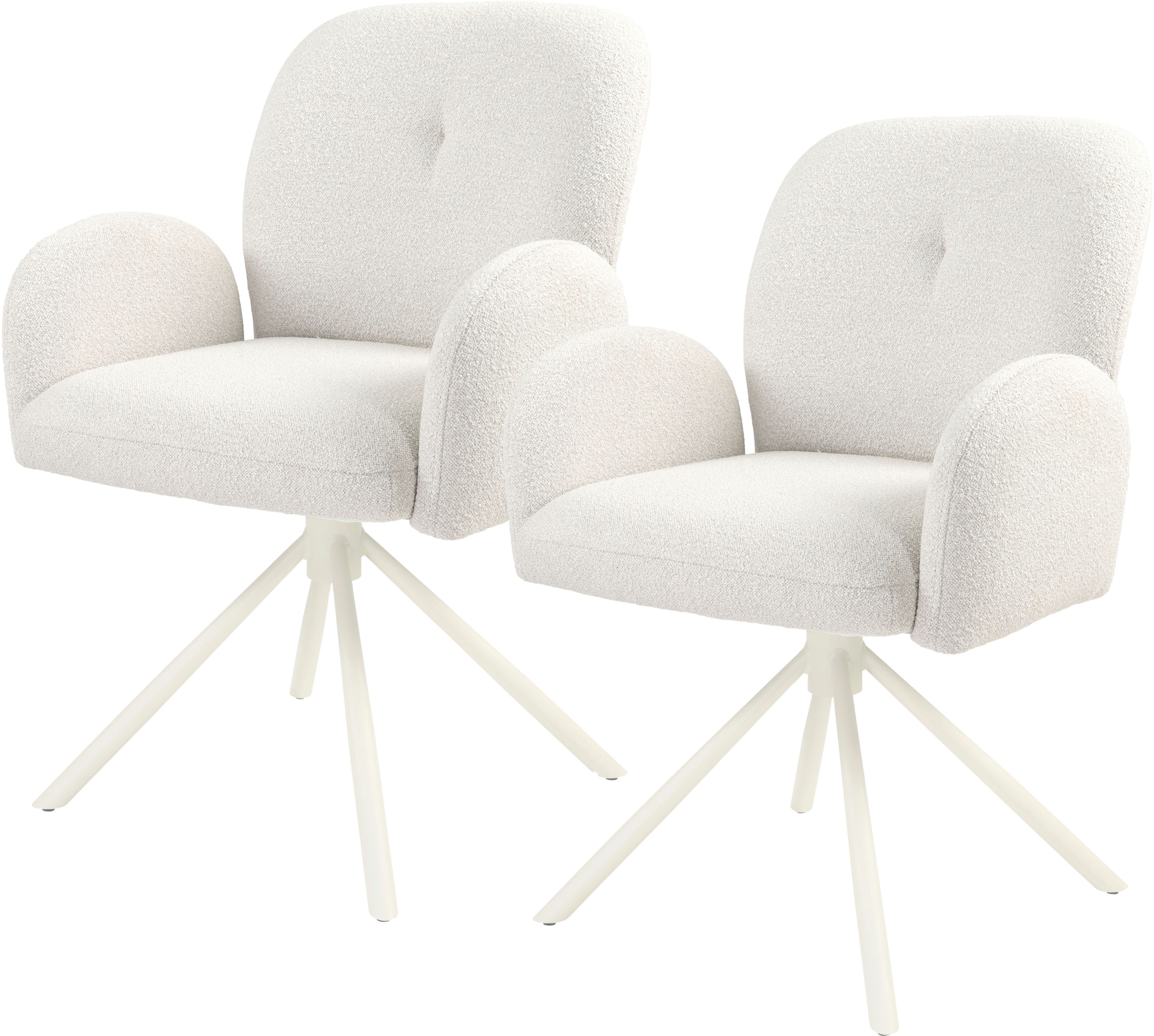 TOM TAILOR HOME Armlehnstuhl PEBBLE ARMCHAIR (Set, 2 St), Esszimmerstuhl, mit Armlehnen, 4-Fußgestell, 140 kg belastbar, drehbar