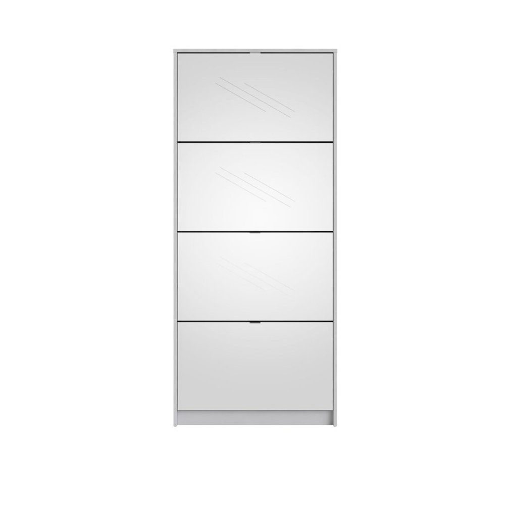 ebuy24 Schuhschrank Shane Schuhschrank 4 Klapptüren mit Spiegel 2R wei