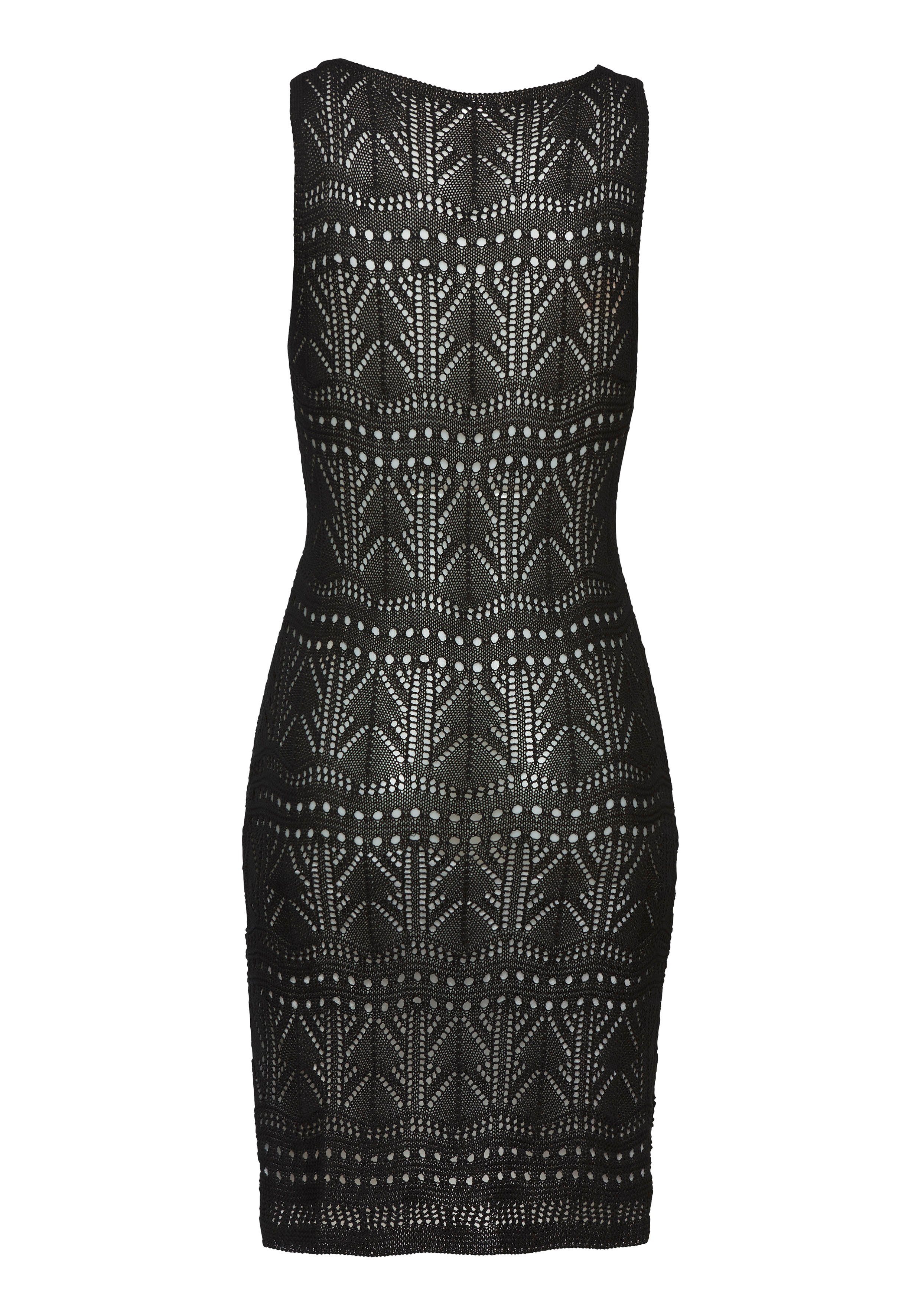 s.Oliver Strickkleid mit Ajourmuster, leicht transparentes Strandkleid