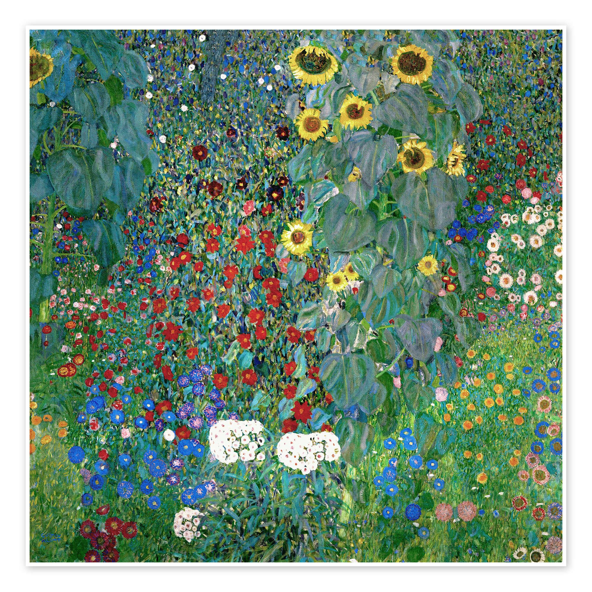 Posterlounge Плакат Gustav Klimt, Bauerngarten mit Sonnenblumen, Wohnzimmer Malerei