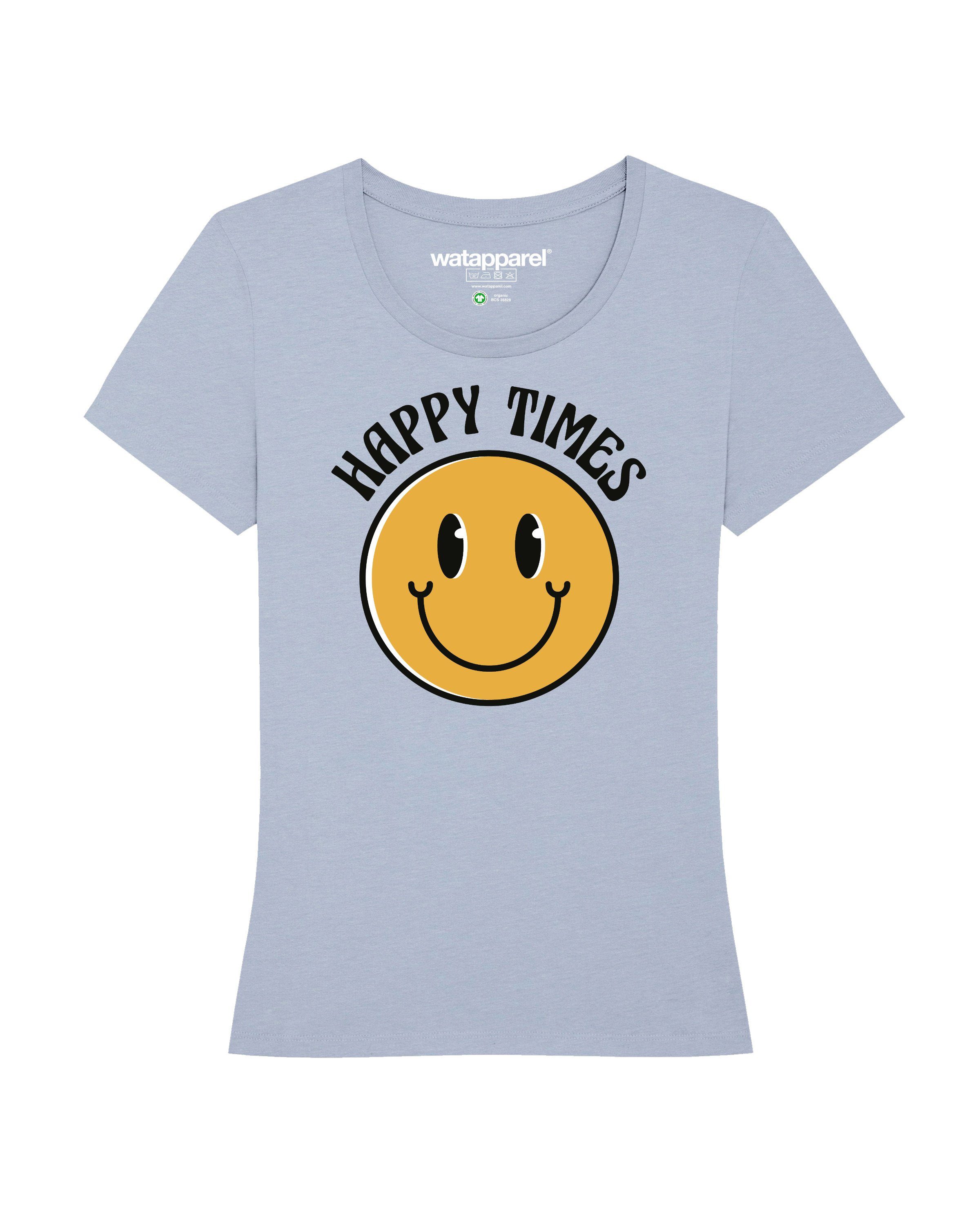 wat? Apparel Print-Shirt Happy times smiley emoji (1-tlg) Serene Blue | T-Shirts