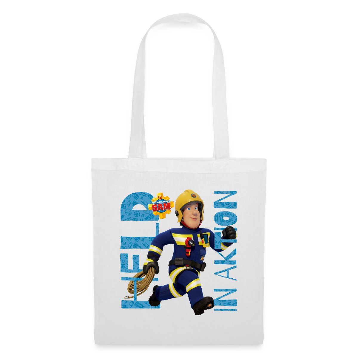Spreadshirt Henkeltasche Feuerwehrmann Sam™ Held In Aktion Cooles Design Stoffbeutel (1-tlg)