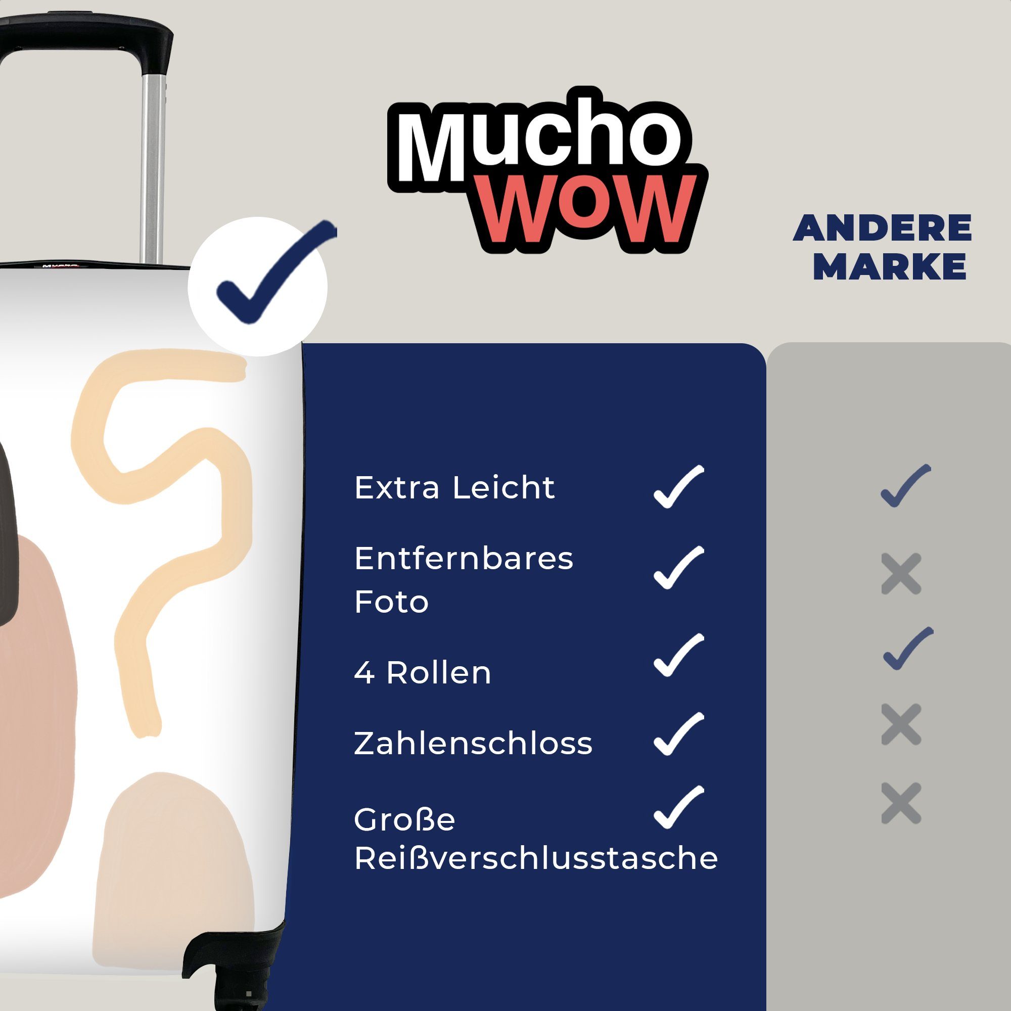 MuchoWow Reisekoffer Handgepäck Rollen, mit für Abstrakt, Ferien, - Trolley, Formen - rollen, Reisetasche Kreis Handgepäckkoffer 4