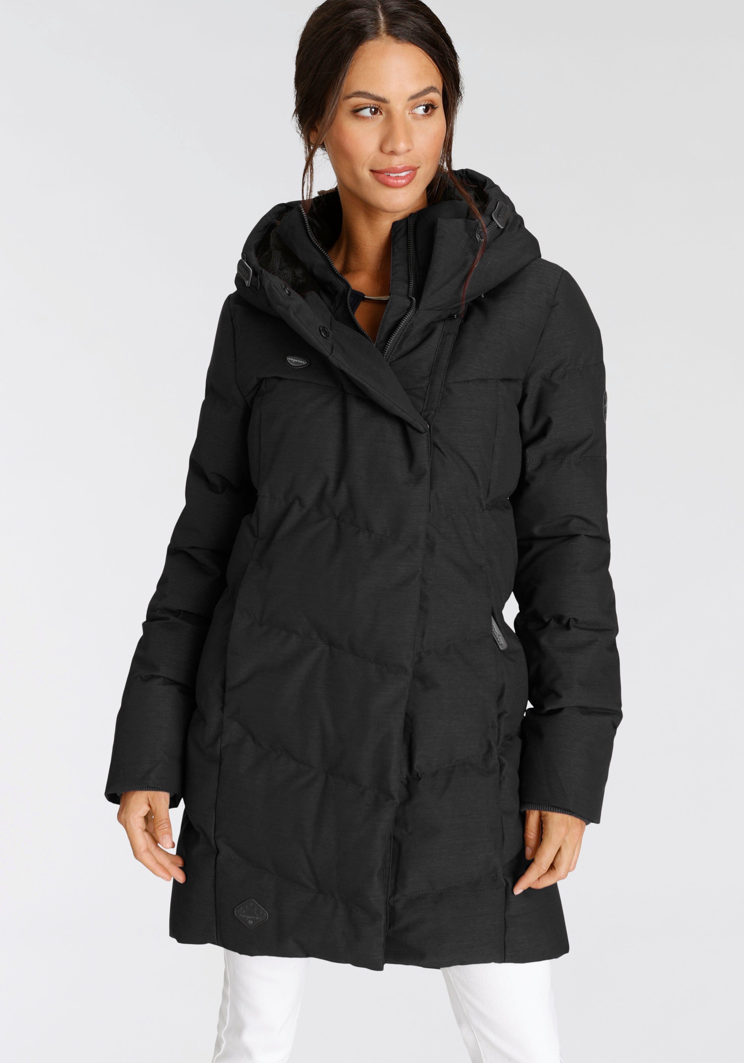 Ragwear Steppjacke PAVLINNA O stylischer, gesteppter Winterparka mit Kapuze BLACK