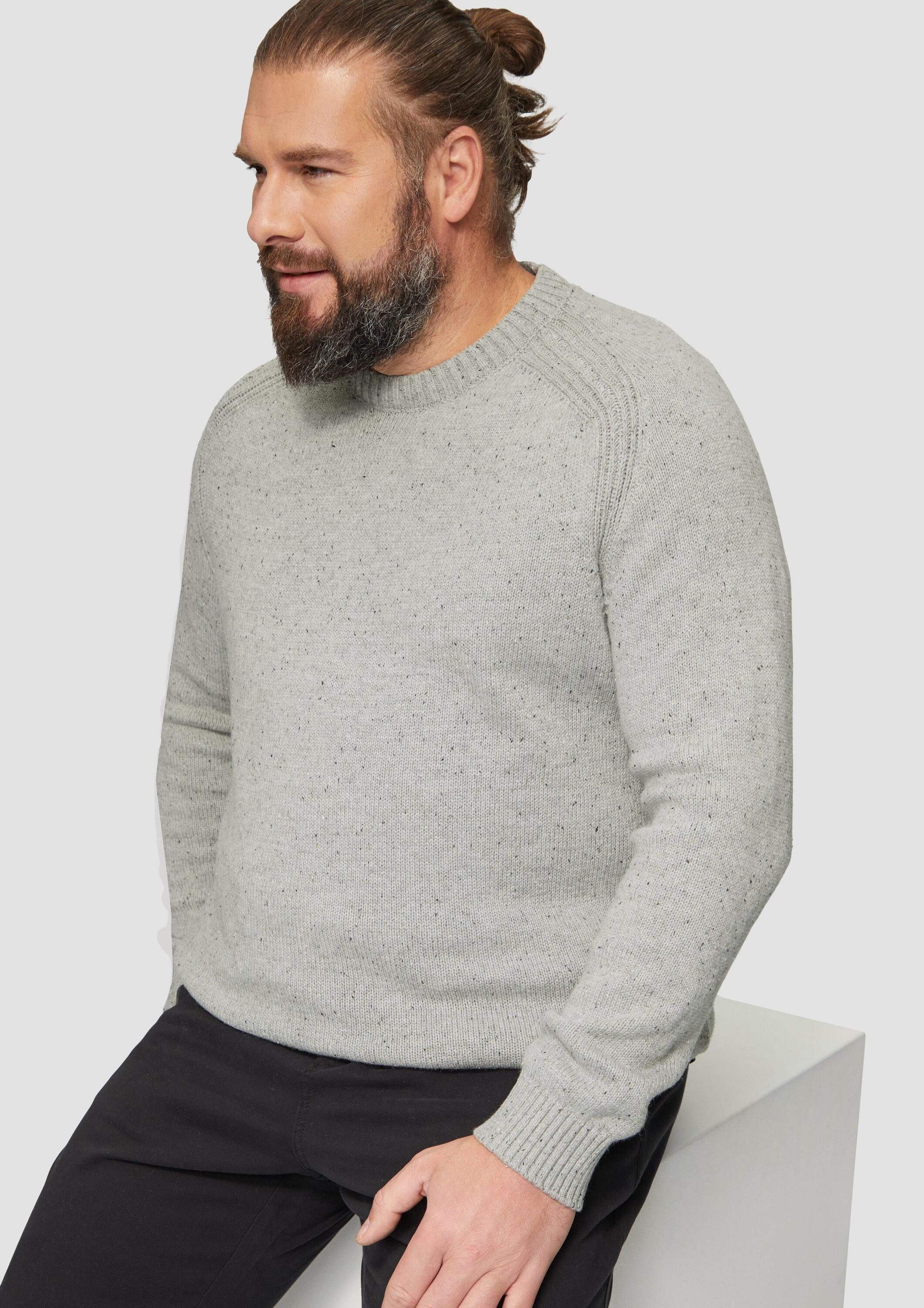 s.Oliver Longpullover Strickpullover Crew-Neck-Pullover mit Farbeffekt
