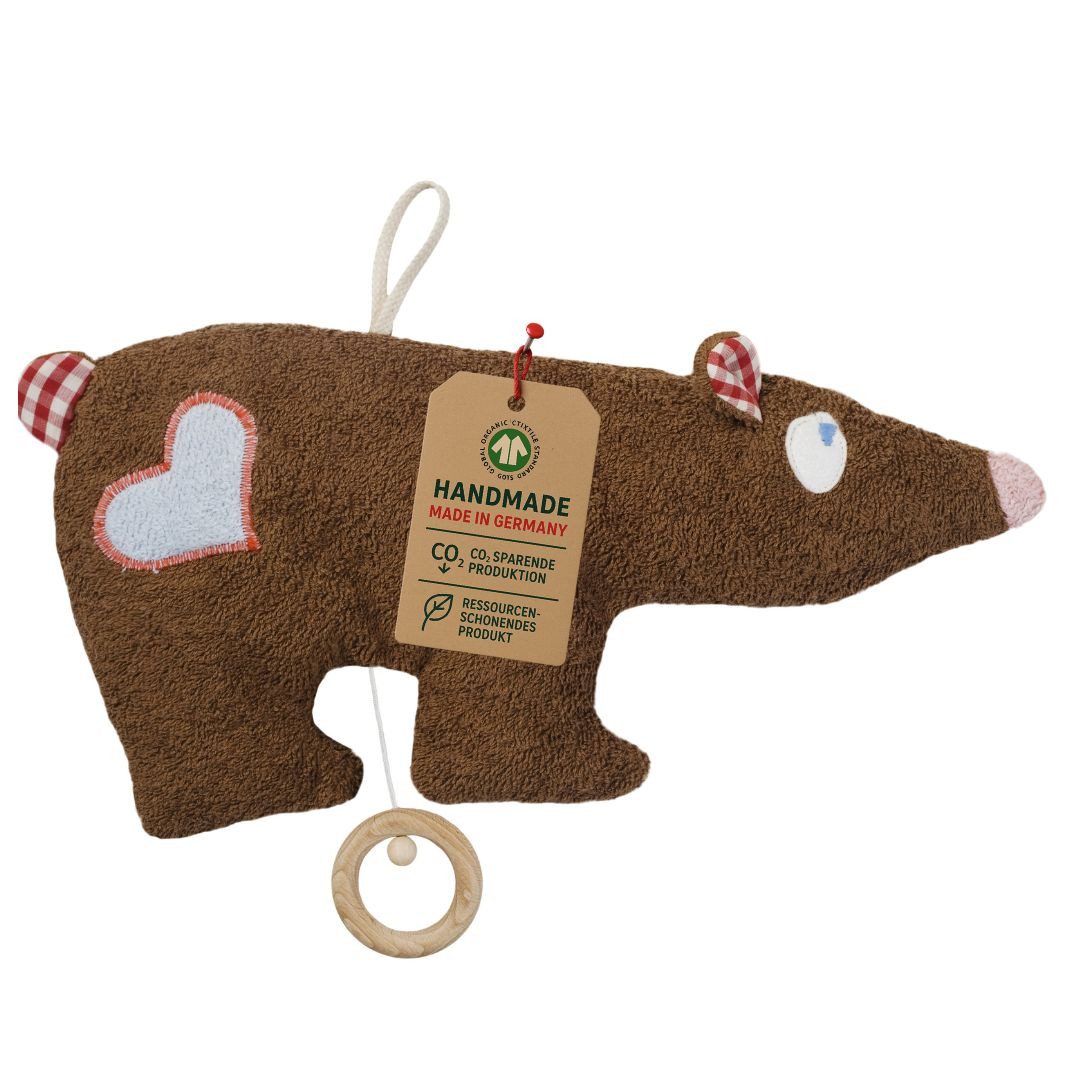 EFIE Spieluhr Braunbär, Bio-Baumwolle & Schafwolle, ca. 39 cm