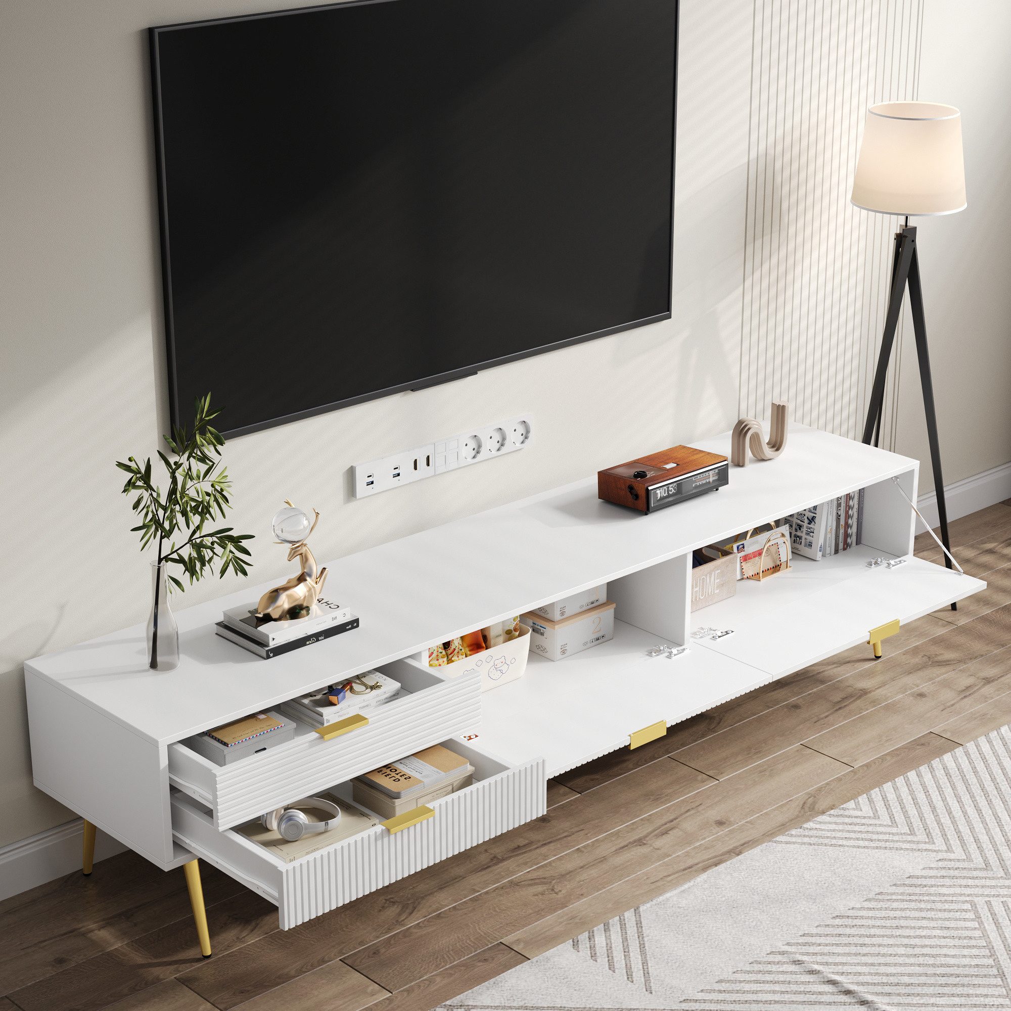 OKWISH Lowboard mit Wellenmuster-Design (Fernsehtisch,TV-Board,TV-Ständer, günstig online kaufen