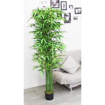 Kunstbambus Bambus Kunstpflanze Künstliche Pflanze Bambusbaum Kunstbaum 180 cm, Decovego