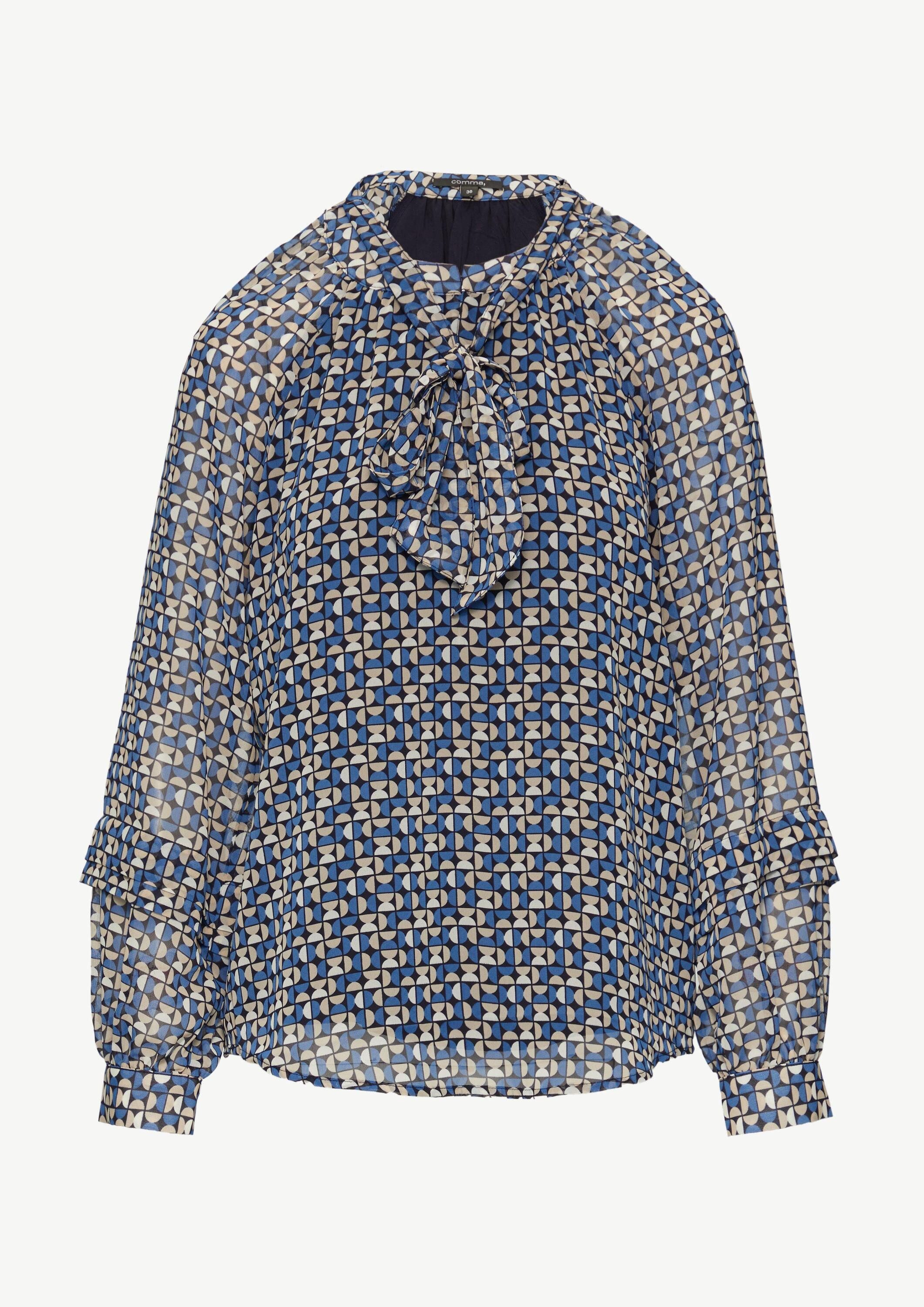 comma Langarmbluse Bluse Gemusterte Schluppenbluse aus Chiffon