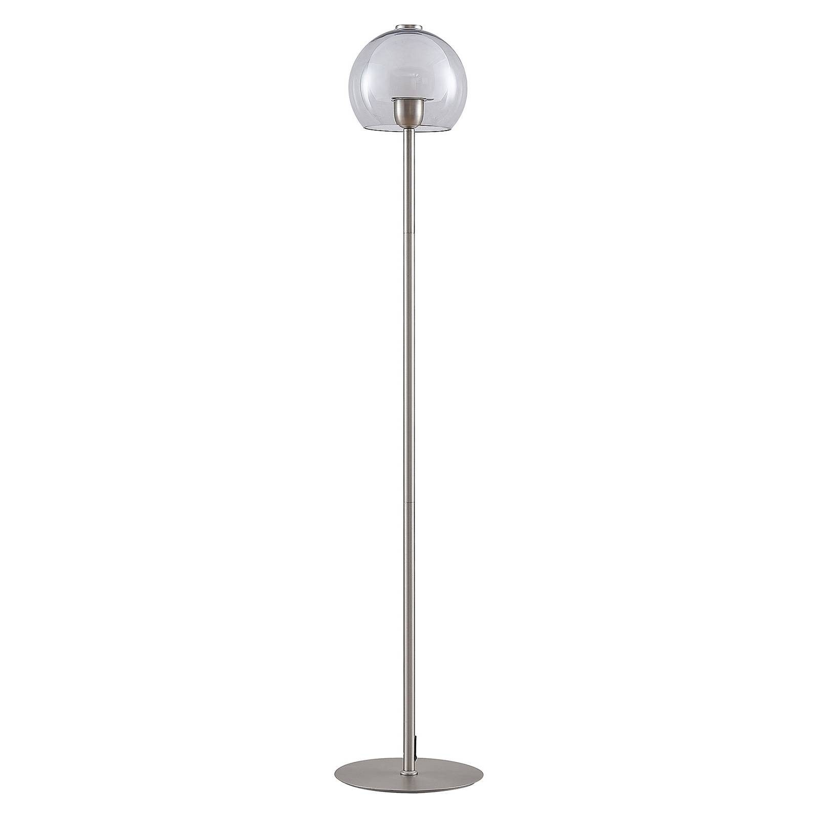 Lucande Stehlampe Kaiya, Leuchtmittel nicht inklusive, Modern, Eisen, Glas, nickel, weiß, rauchgrau, 1 flammig, E27