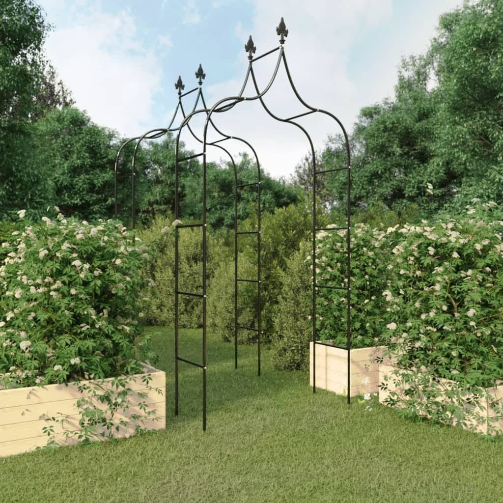 vidaXL Pergola Gartenbögen 2 Stk. Schwarz 120x38x260 cm Stahl, BxTxH: 120x38x260 cm