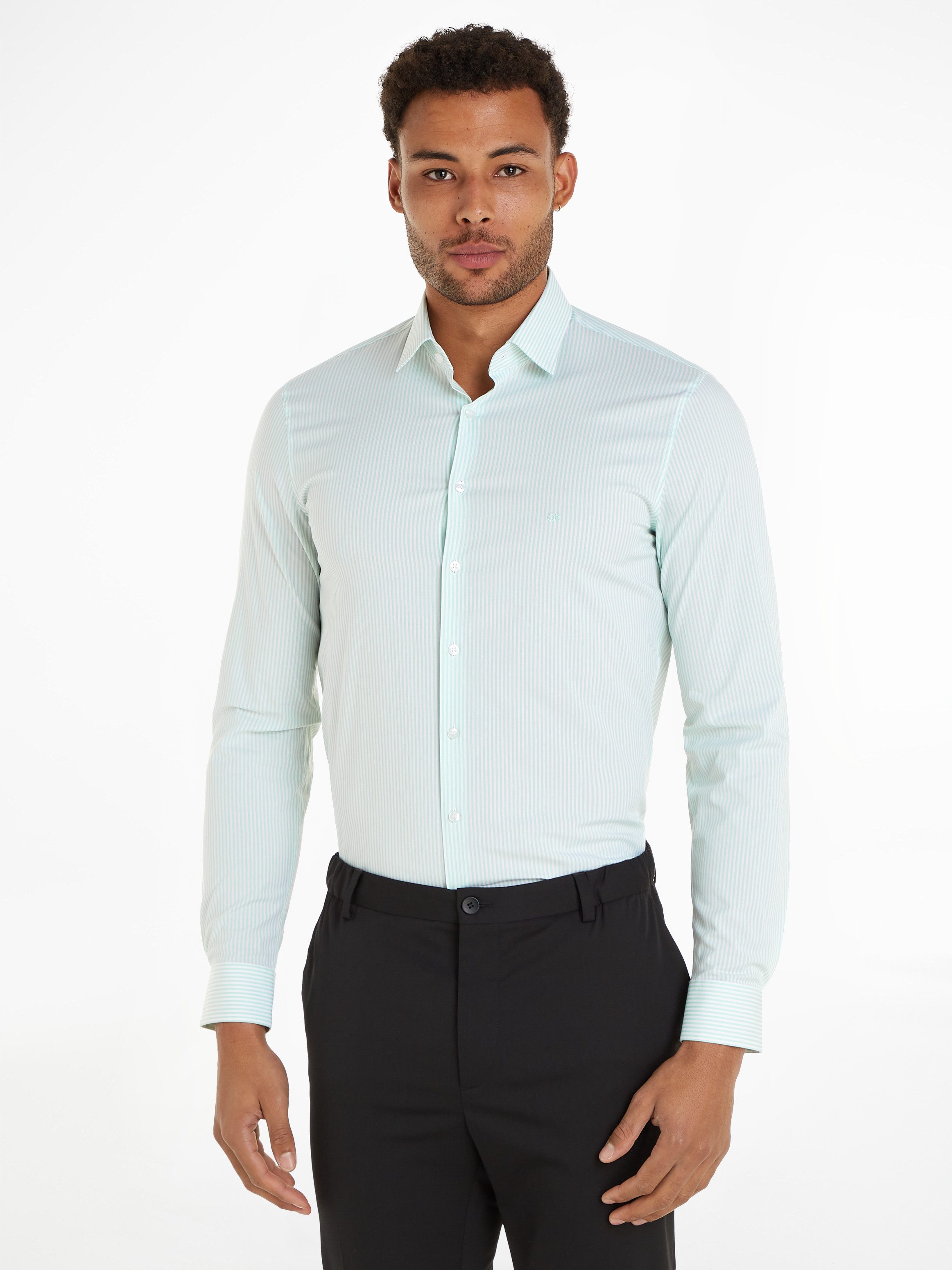 Calvin Klein Langarmhemd POPLIN STRIPE SLIM günstig online kaufen
