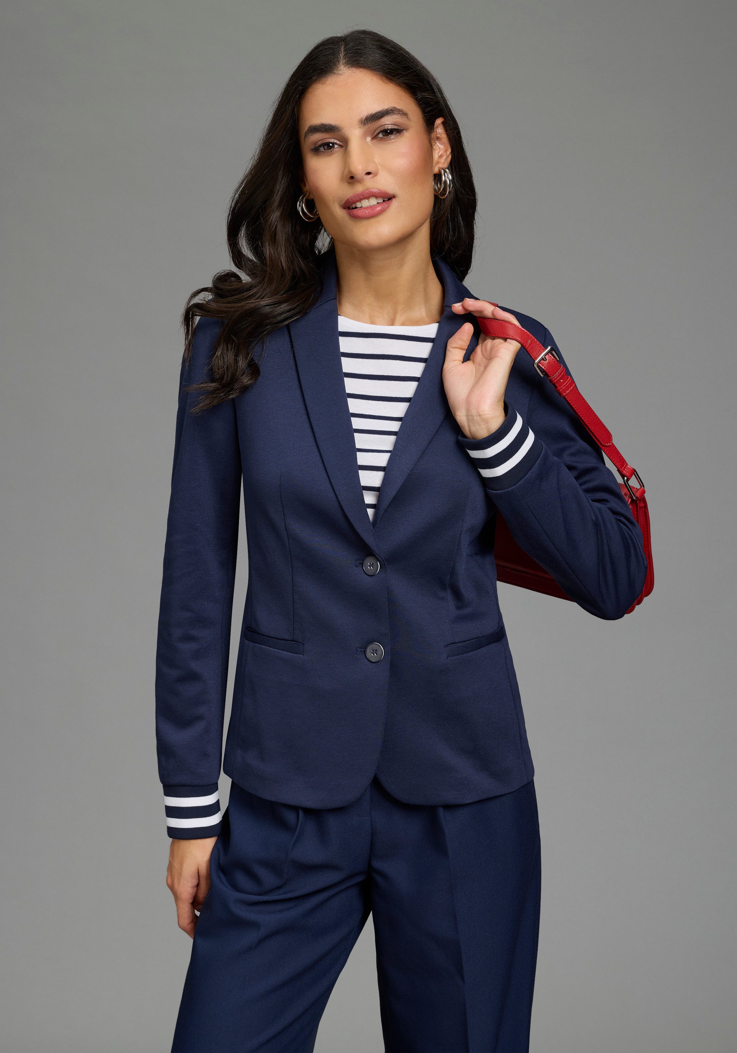 Laura Scott Kurzblazer klassischer Stil mit Reverskragen, hüftlange Schnittform