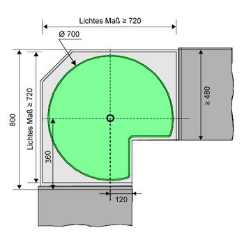SO-TECH® Auszugsboden 3/4-Kreis Drehbeschlag für 80er Eckschrank