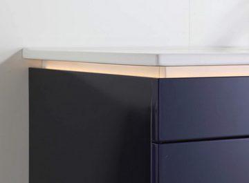 Faizee Möbel Badmöbel-Set Badmöbel Set 120cm Vormontiert Königsblau mit LED und Heizplatte, (Komplett Set, 5-St)