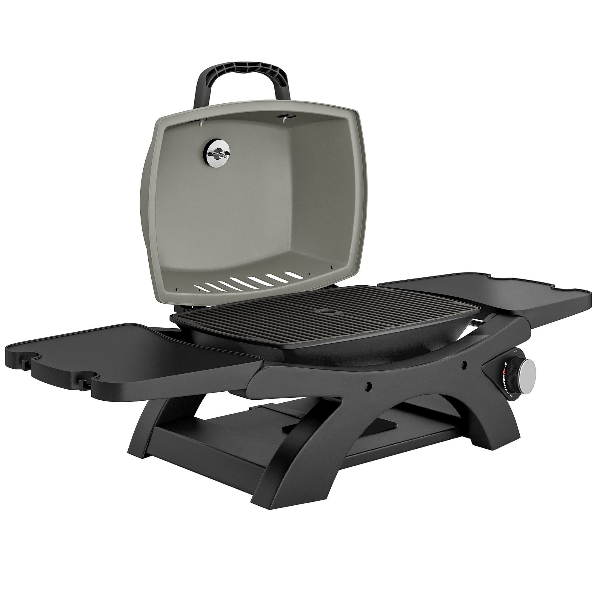 Novzep Gasgrill Gasgrill Tischgrill mit 1 Brenner klappbar Seitentischen Grillroste, herausnehmbar Fettauffangschale