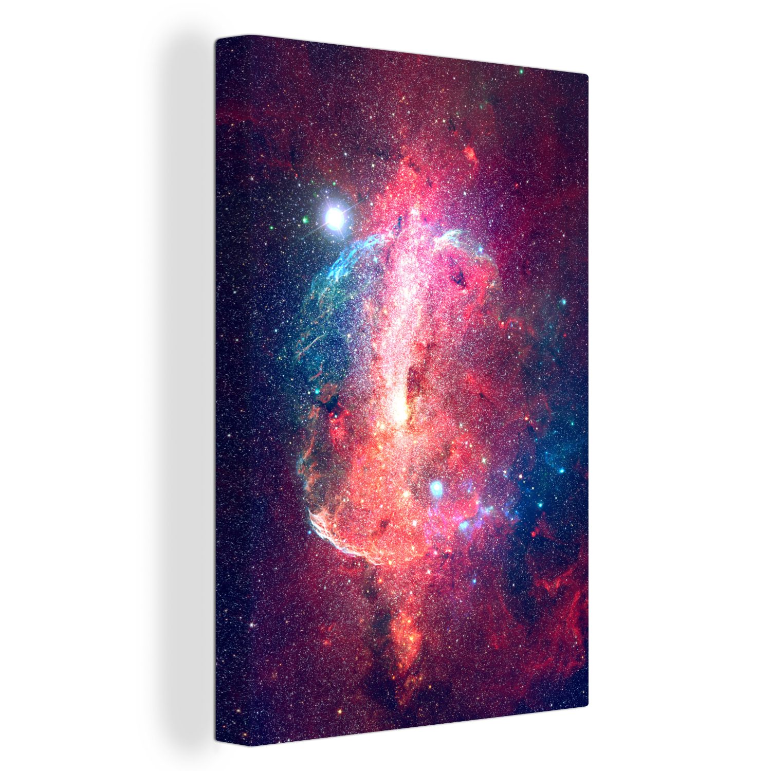 OneMillionCanvasses® Leinwandbild Weltraum - Sterne - Rot, (1 St), Leinwandbild fertig bespannt inkl. Zackenaufhänger, Gemälde, 20x30 cm
