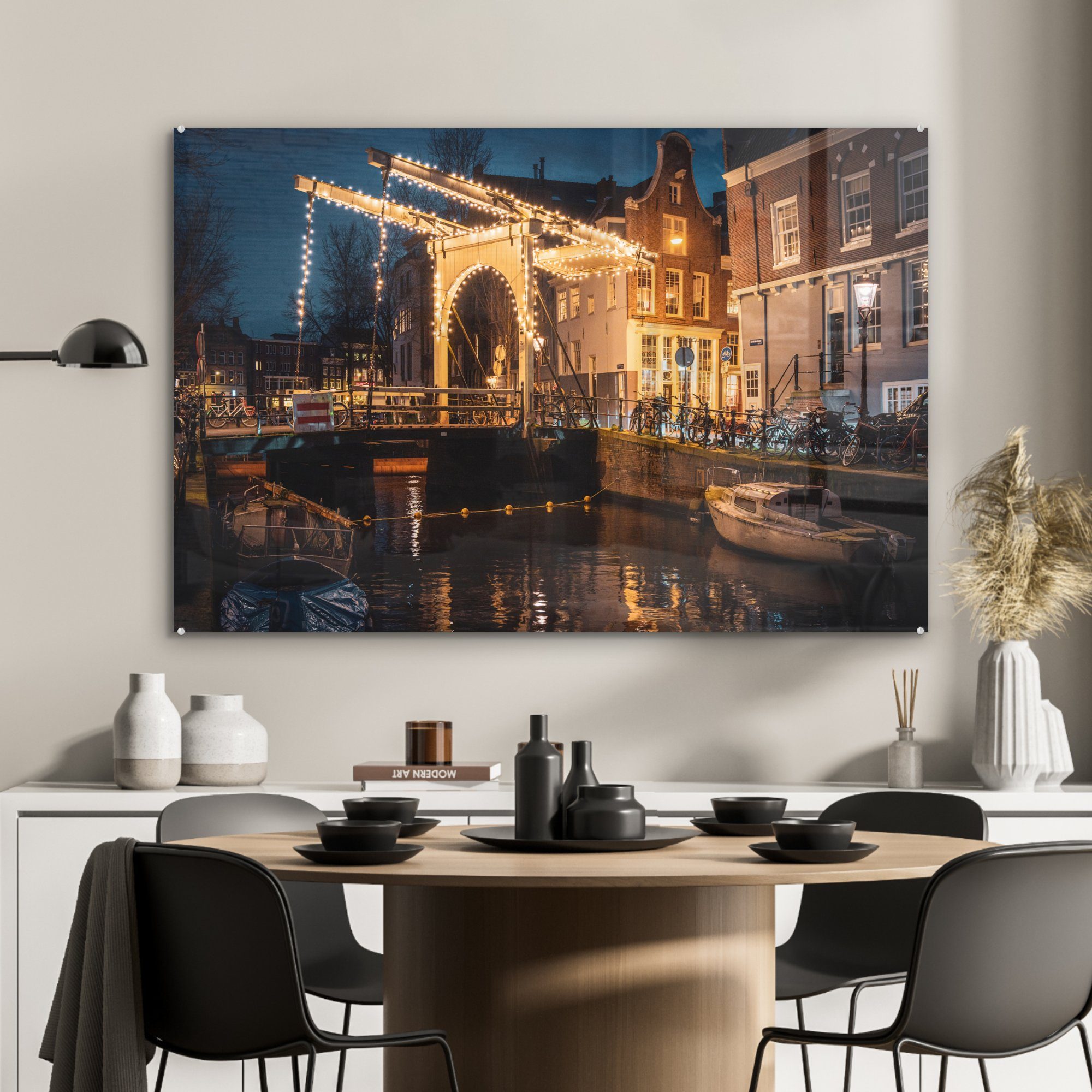 Acrylglasbild Abenddämmerung, (1 in Wohnzimmer Acrylglasbilder Schlafzimmer MuchoWow St), & der Brücke