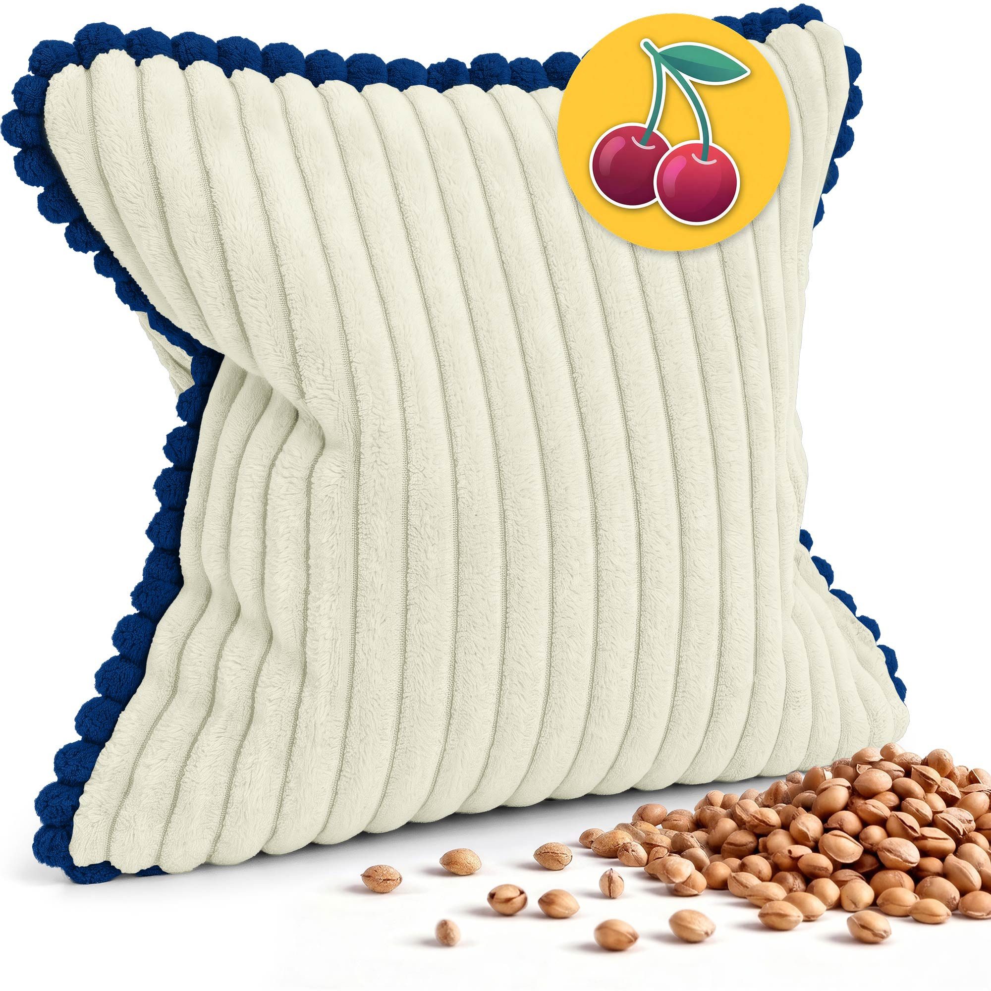 Amilian Kirschkernkissen 22x22 cm für Wärme und Kälte, extra reichlich gefüllt: 800 g, 1-tlg., Wärme- und Kältekissen, mikrowellengeeignet, gefriergeeignet, 100 % Kirschkerne