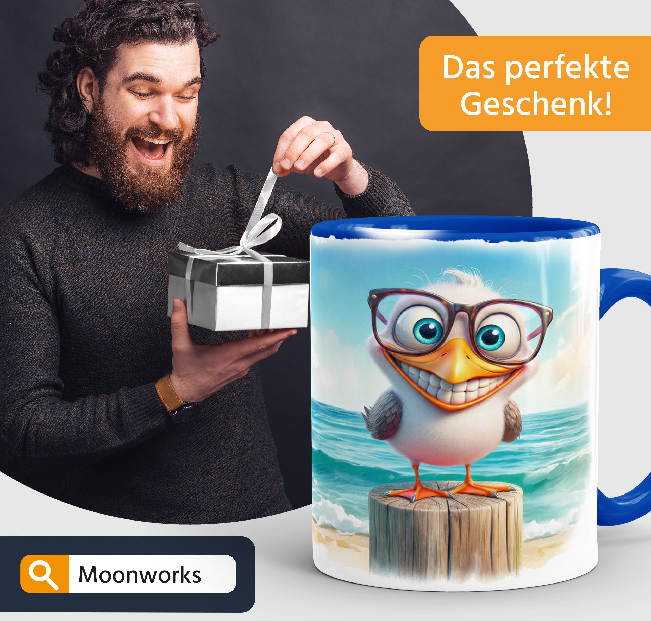 MoonWorks Tasse Tasse Möwe Spruch - Ach wie gut dass niemand weiss - Bürotasse, Keramik – Bild 5 von 5