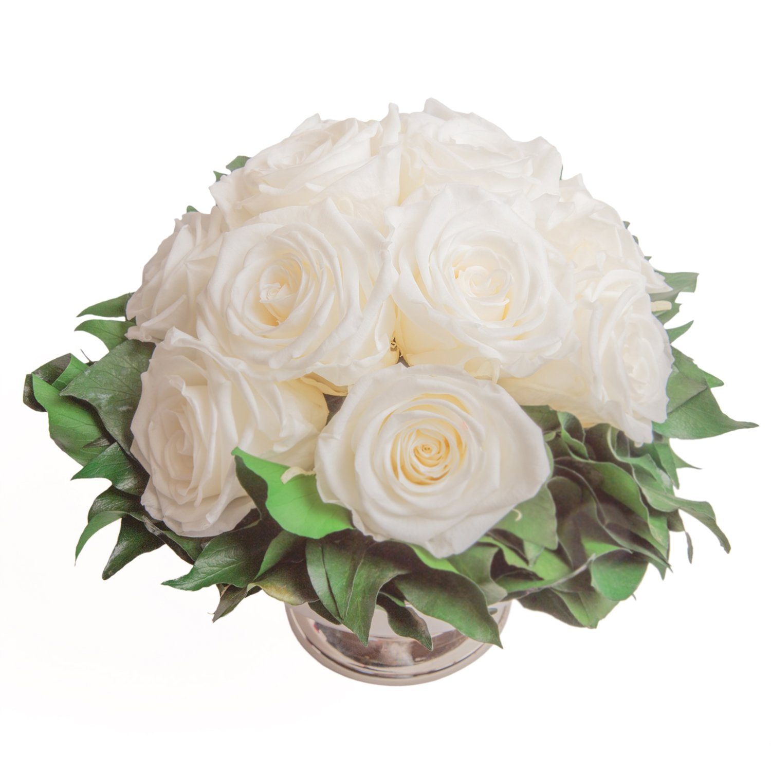 Gestecke Blumengesteck 11 Infinity Rosen in Blumenschale Blumenstrauß Rosenbox Rose, ROSEMARIE SCHULZ Heidelberg, Höhe 18 cm, Echte Blumen 3 Jahre haltbar, Geschenk für Frauen, Made in Germany